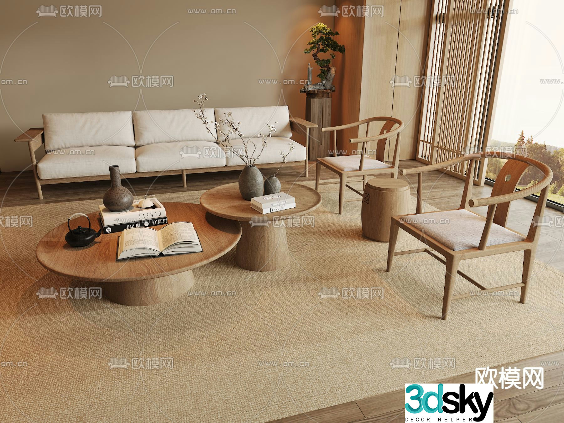 New Chinese style sofa and coffee table combination 3d model