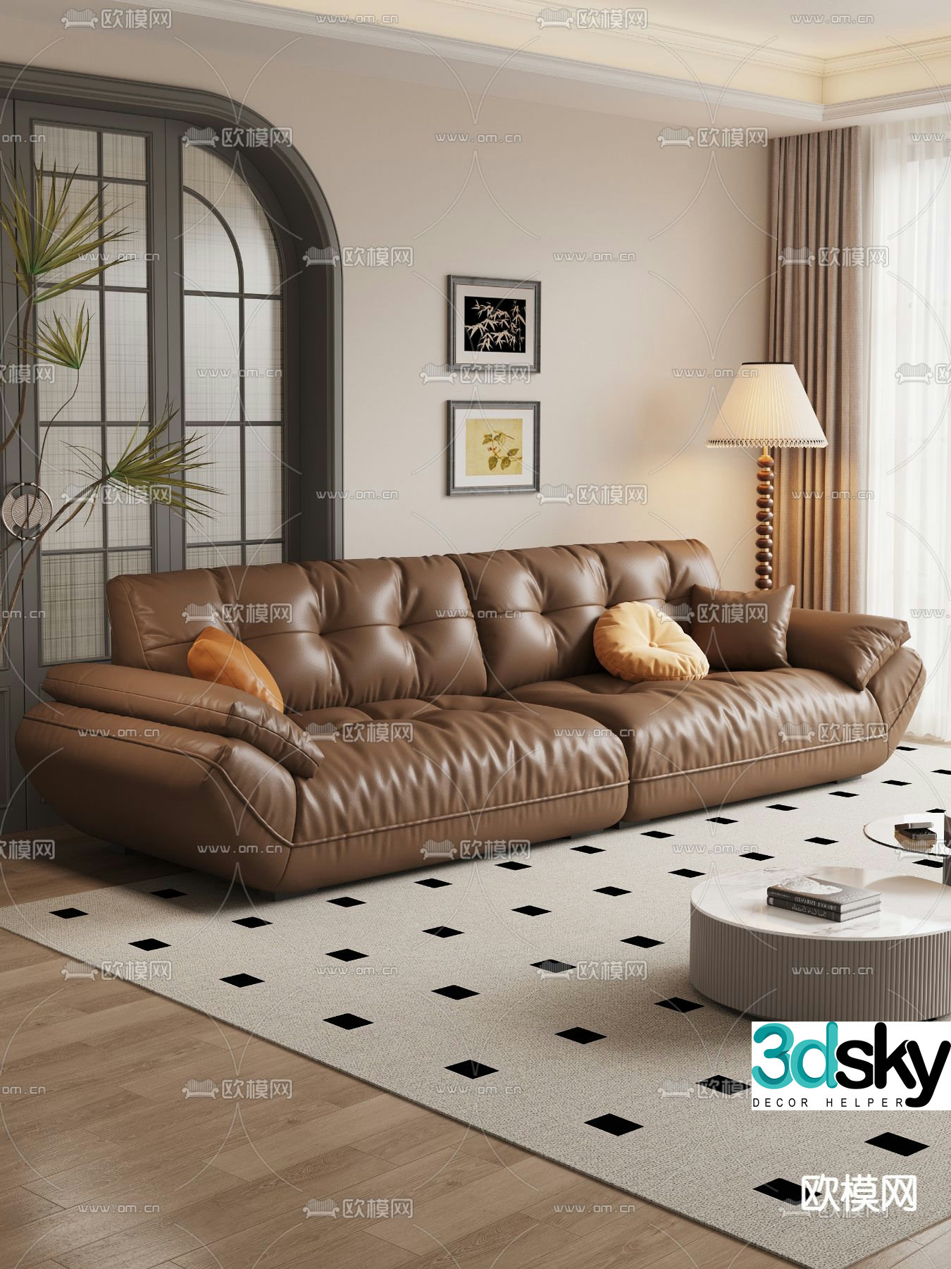 Medieval style sofa multi-person sofa 3d model