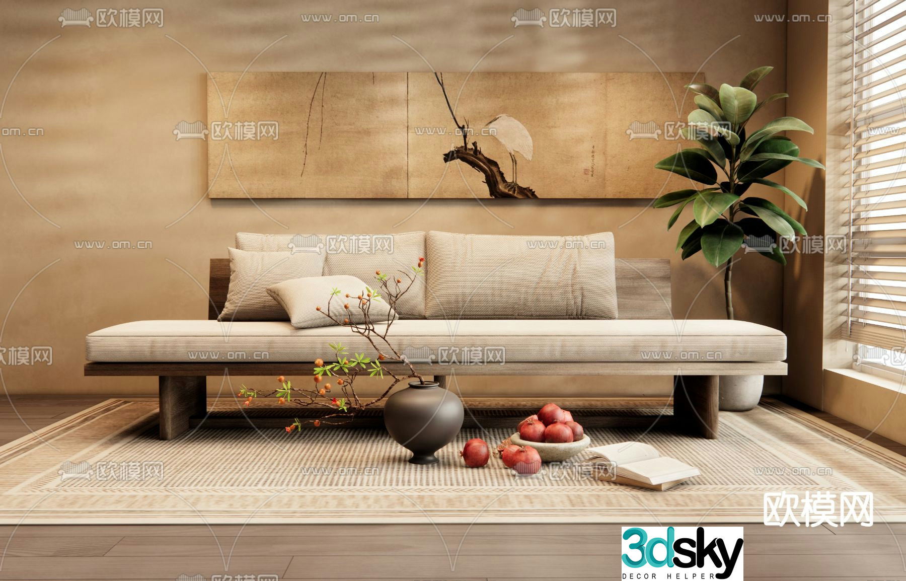 Wabi-sabi sofa double sofa 3d model