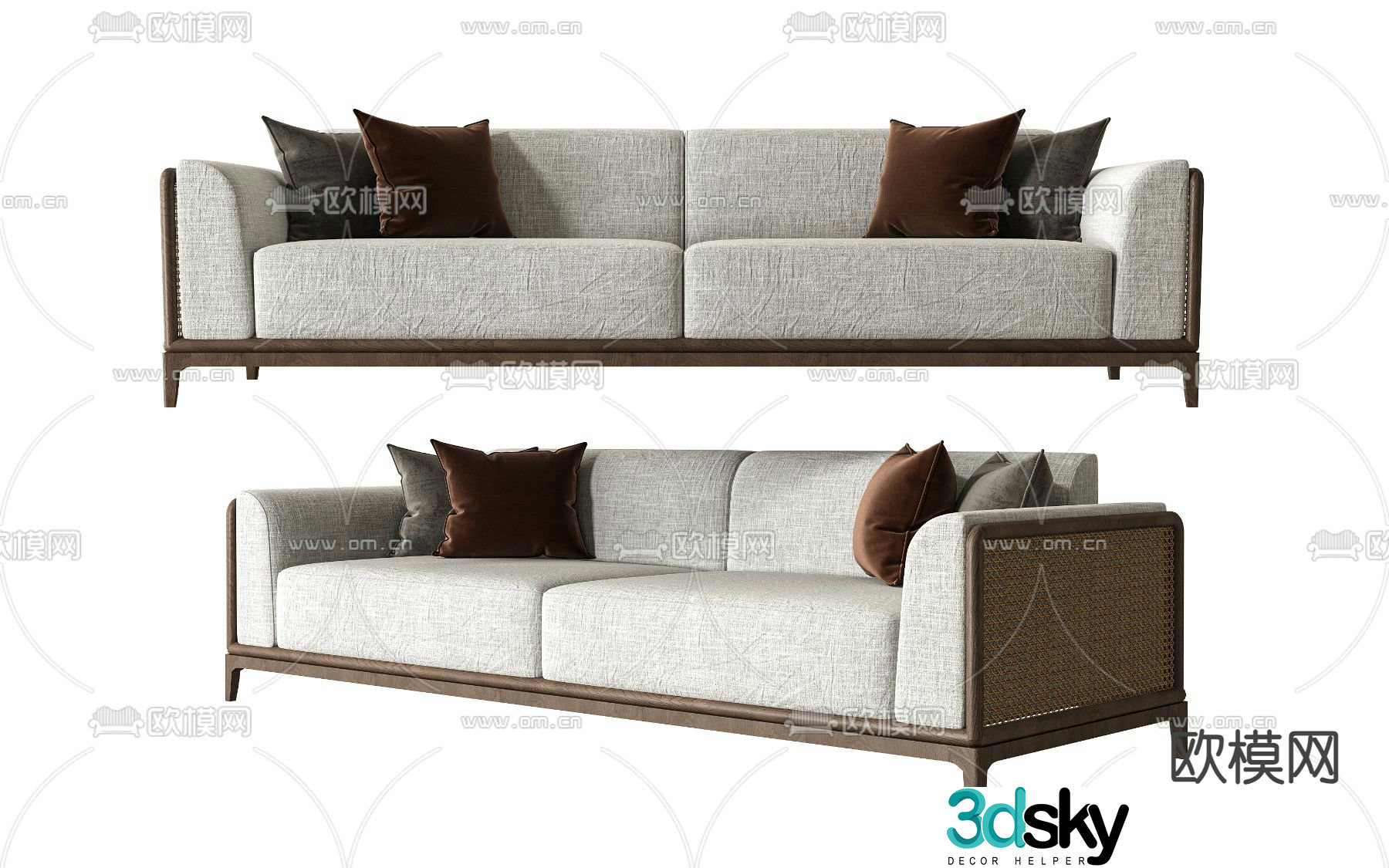 New Chinese style sofa double sofa 3d model