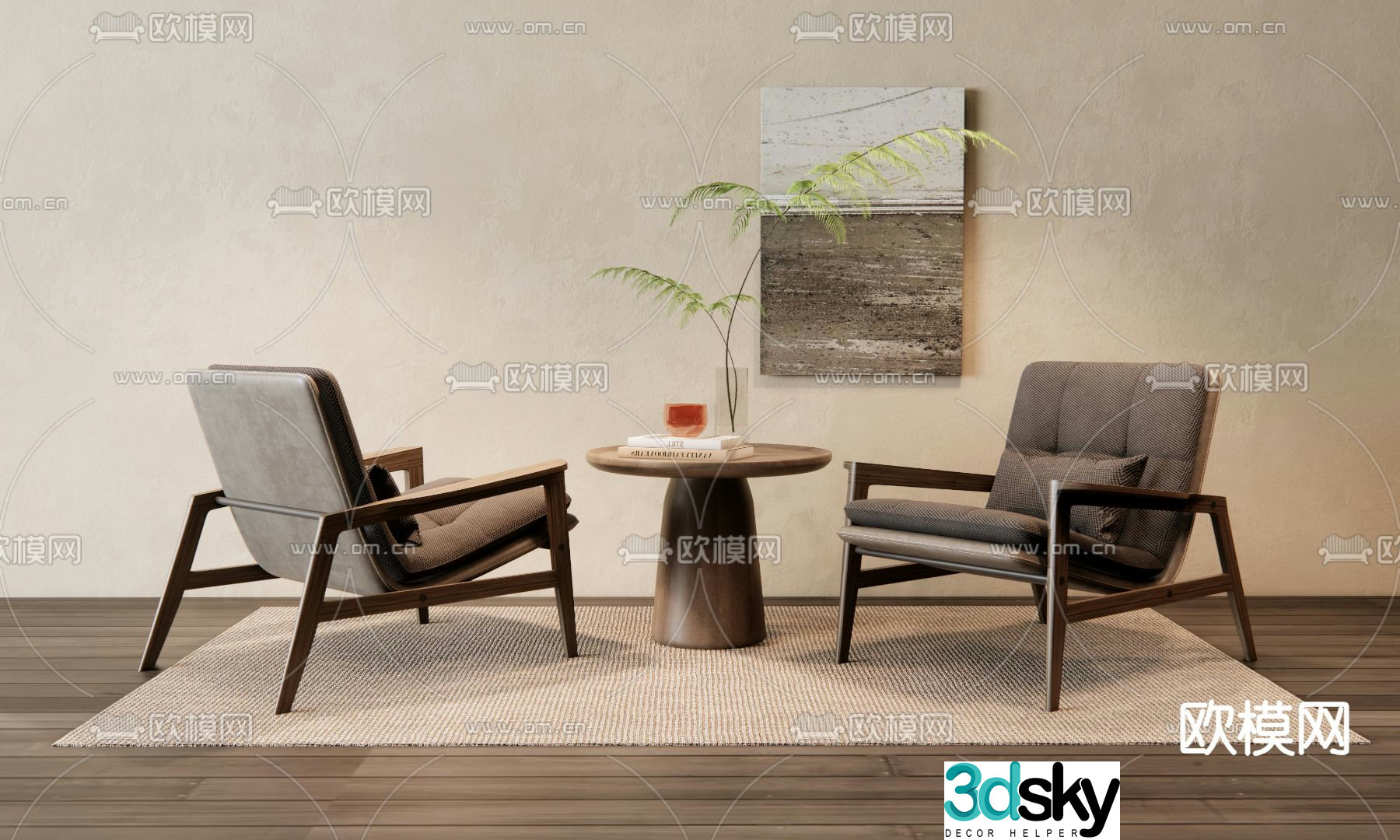 Simple leisure table and chairs 3d model