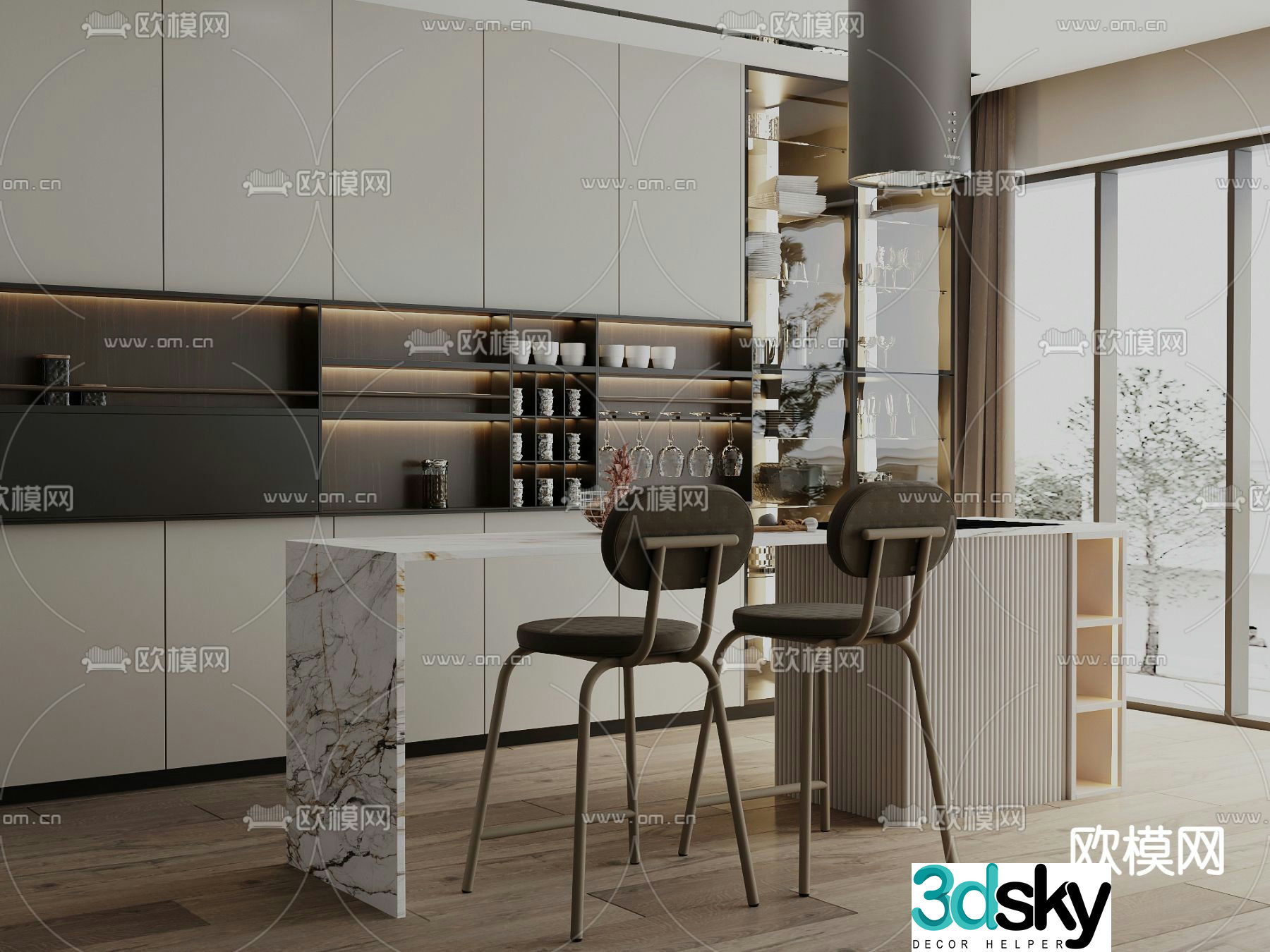 Water bar area island table 3D model