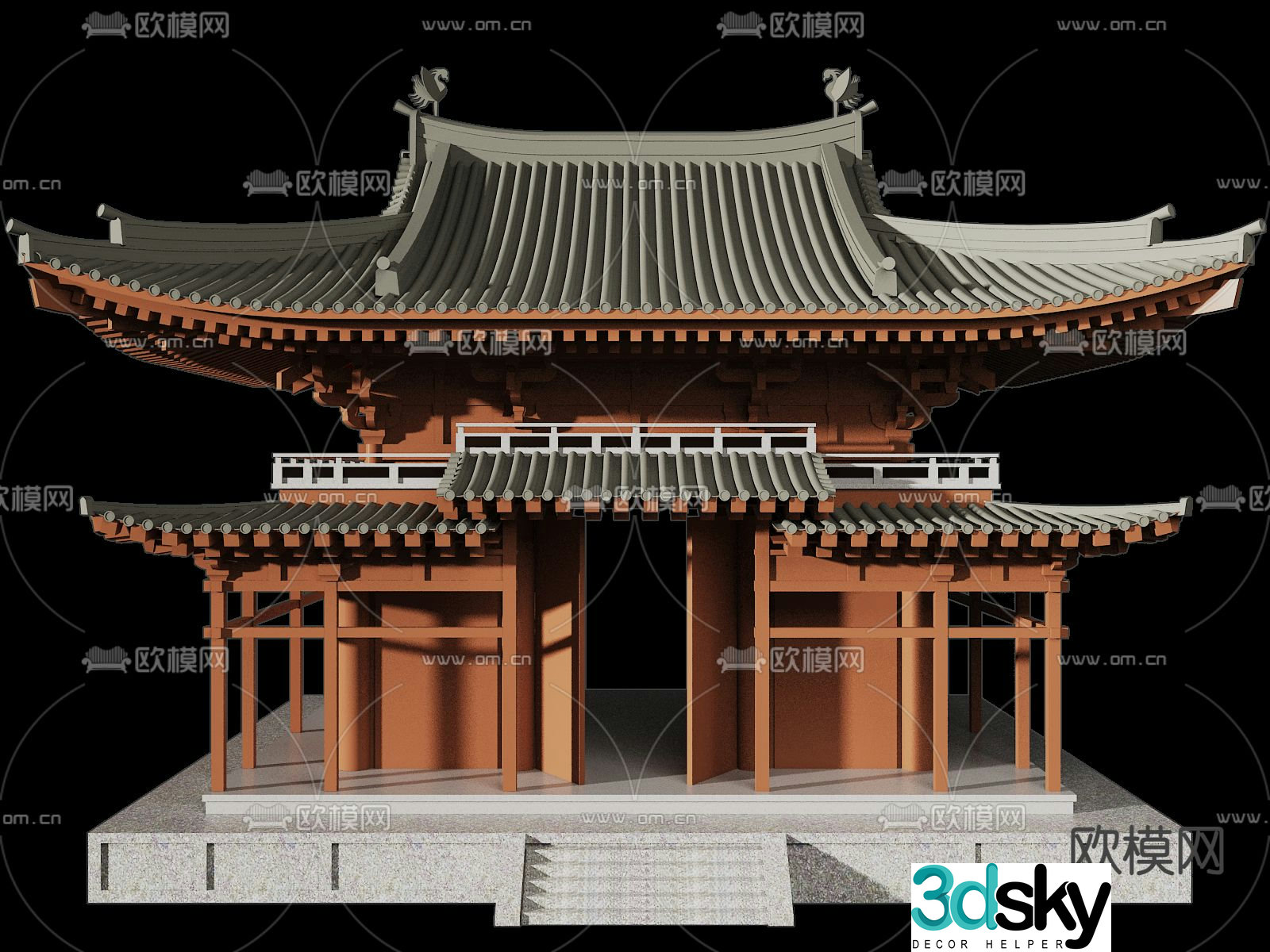 Chinese style pavilion corridor corridor corridor 3d model