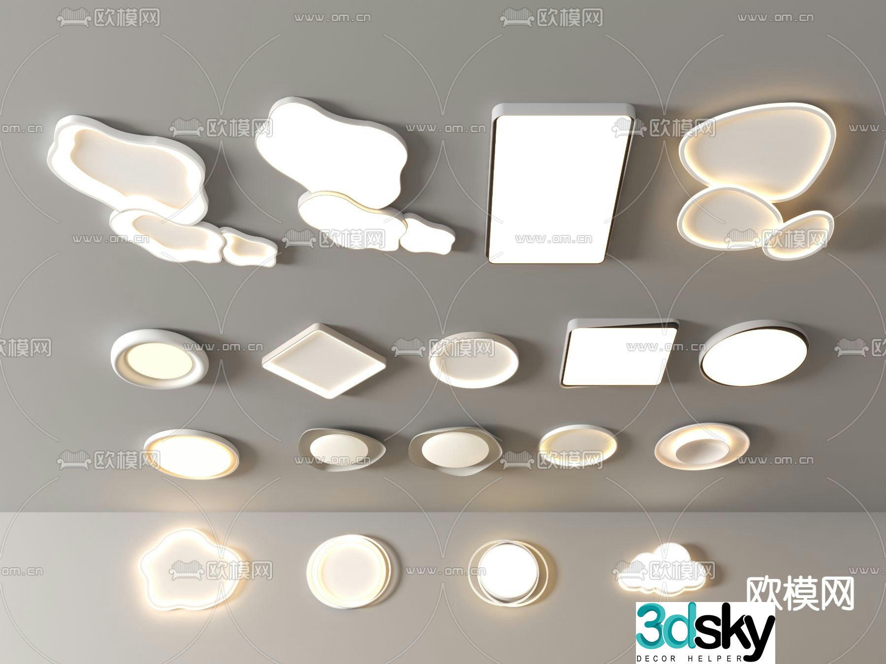 Geometric ceiling lamp bedroom lamp 3d model