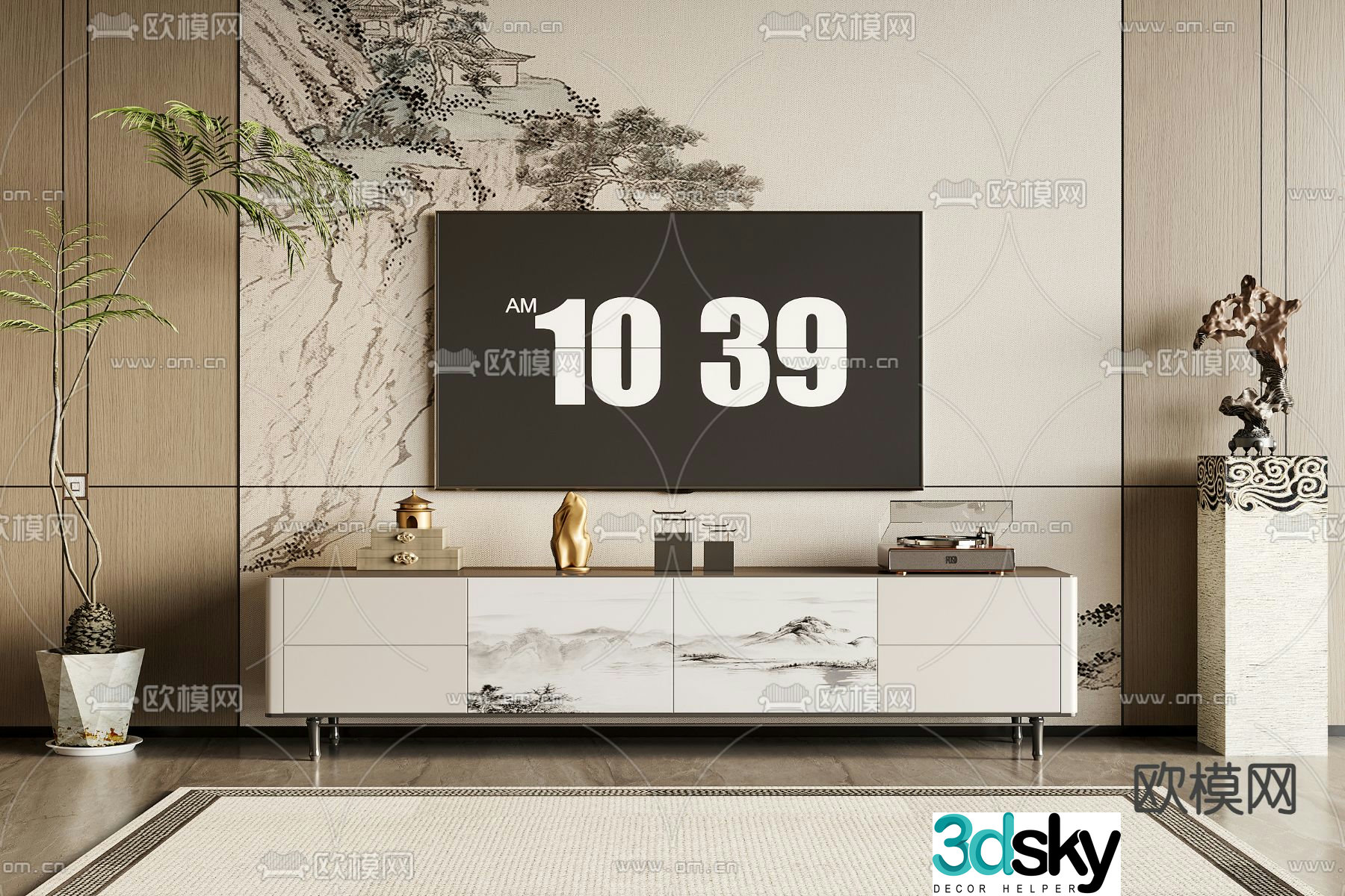 New Chinese style TV cabinet 3d model