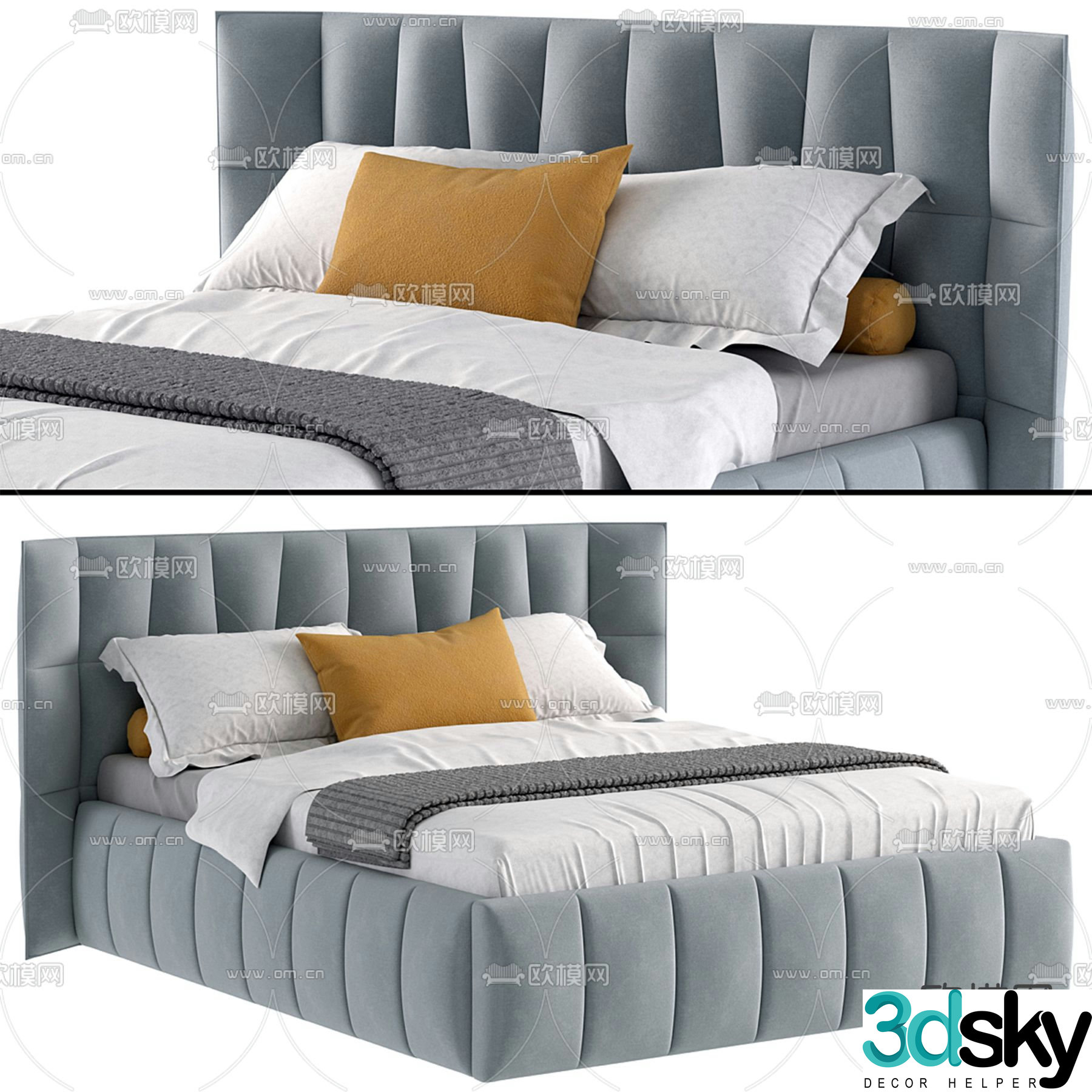 Modern double bed 3d model