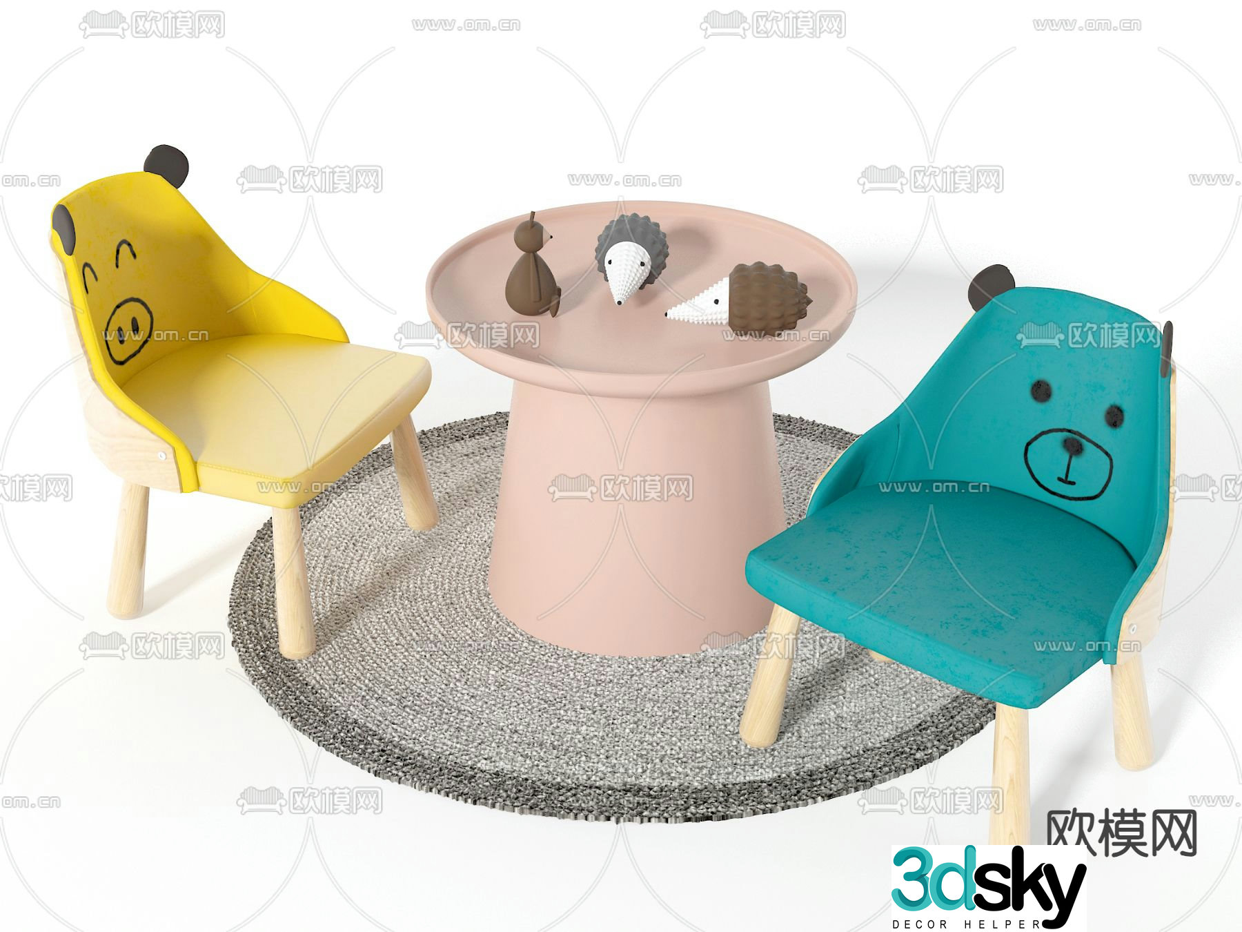 norlazy children’s table and chair 3d model