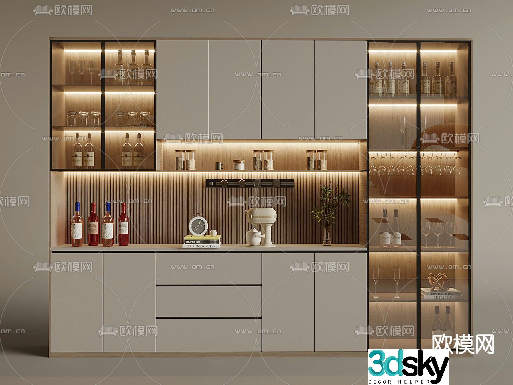 Modern wine cabinet 3d model