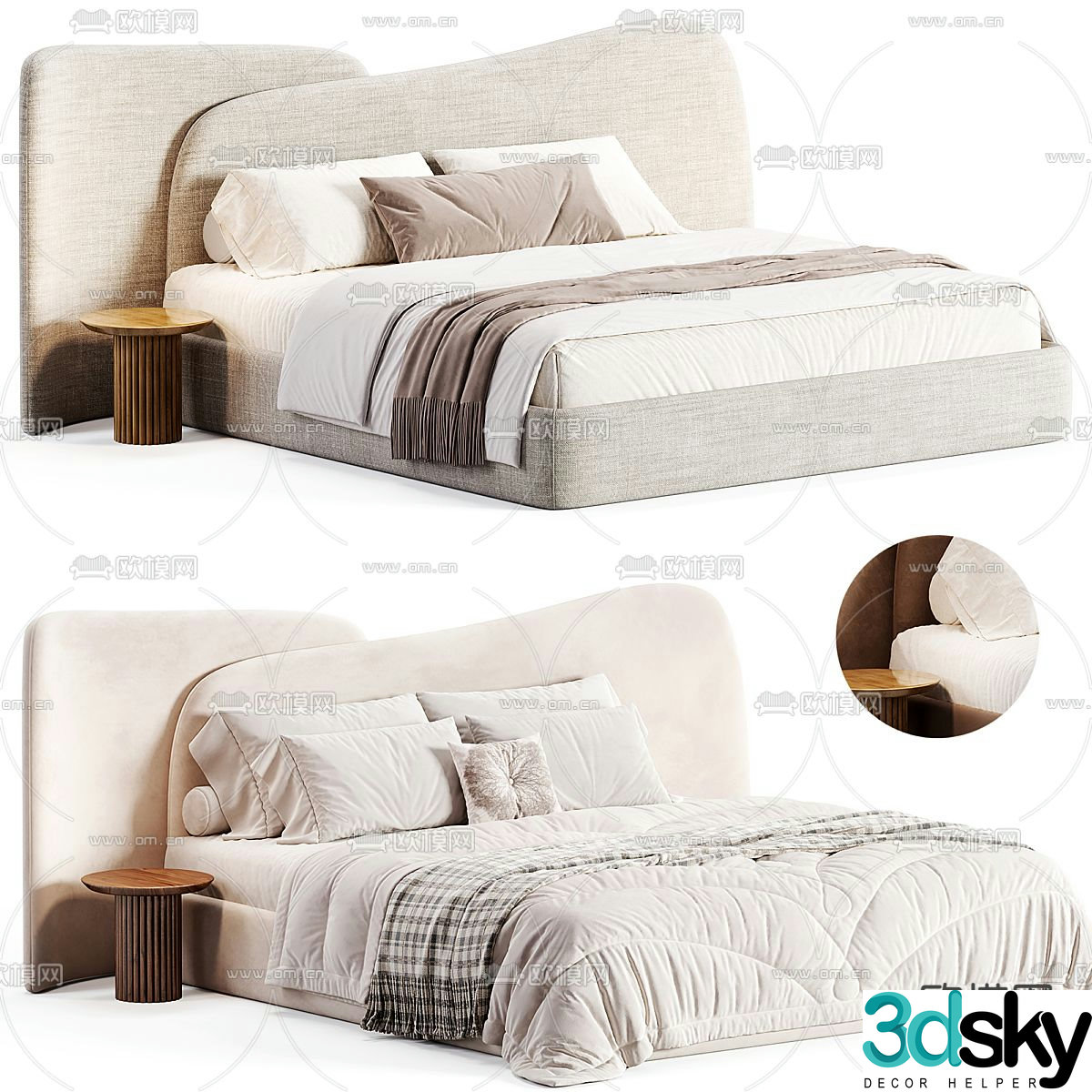 Simple double bed 3d model