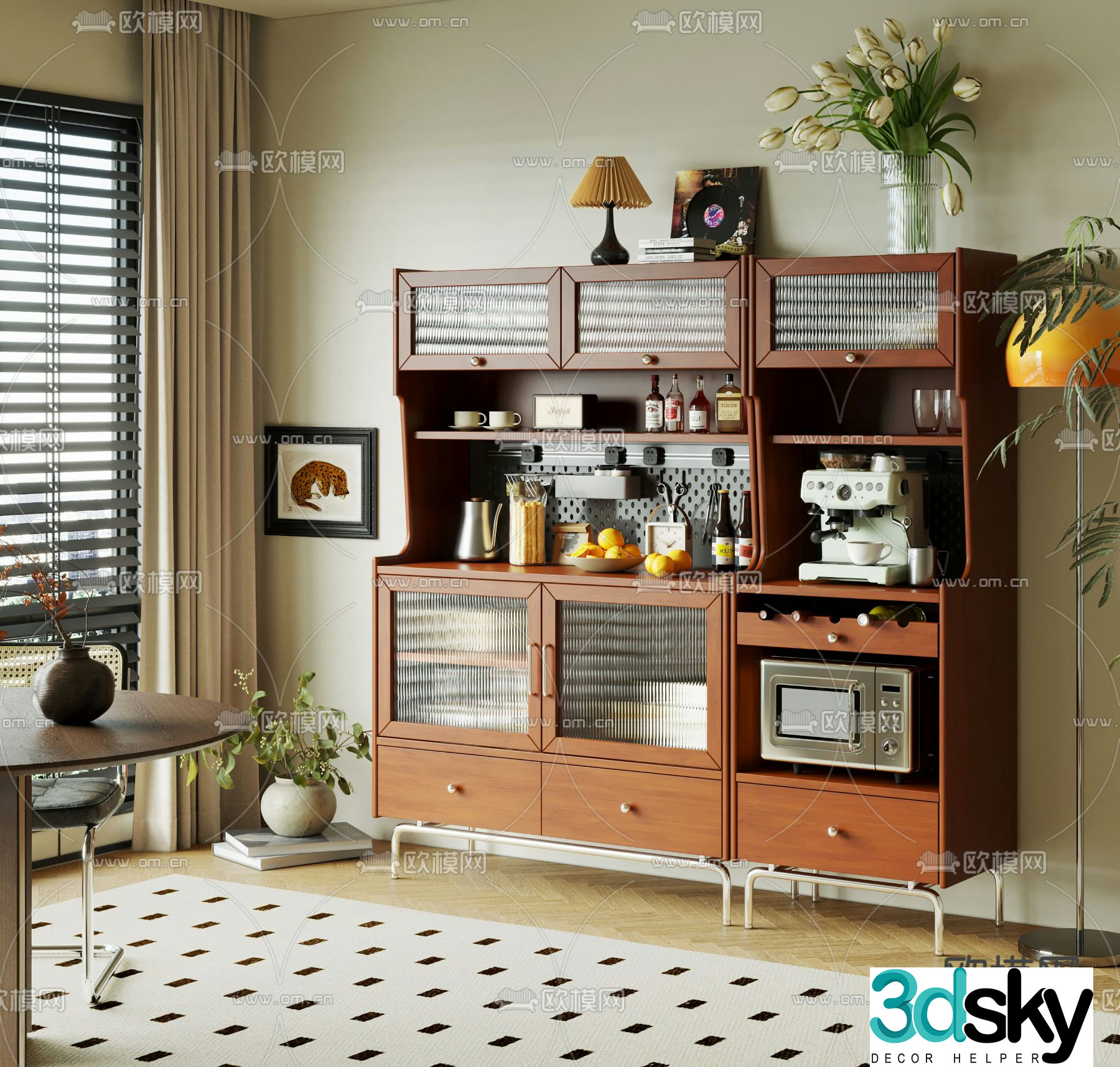 Medieval style sideboard 3d model