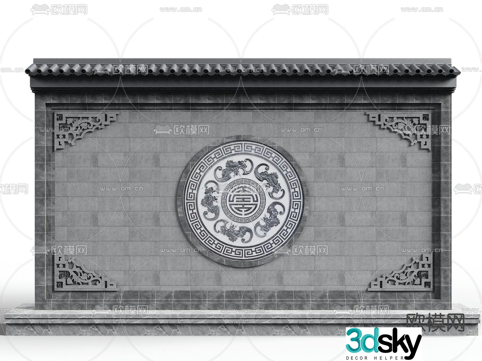 Chinese style landscape wall screen wall screen wall 3d model
