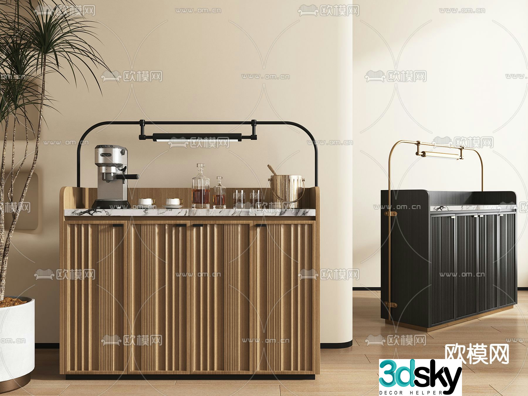 Pantry cabinet minibar cabinet 3d model