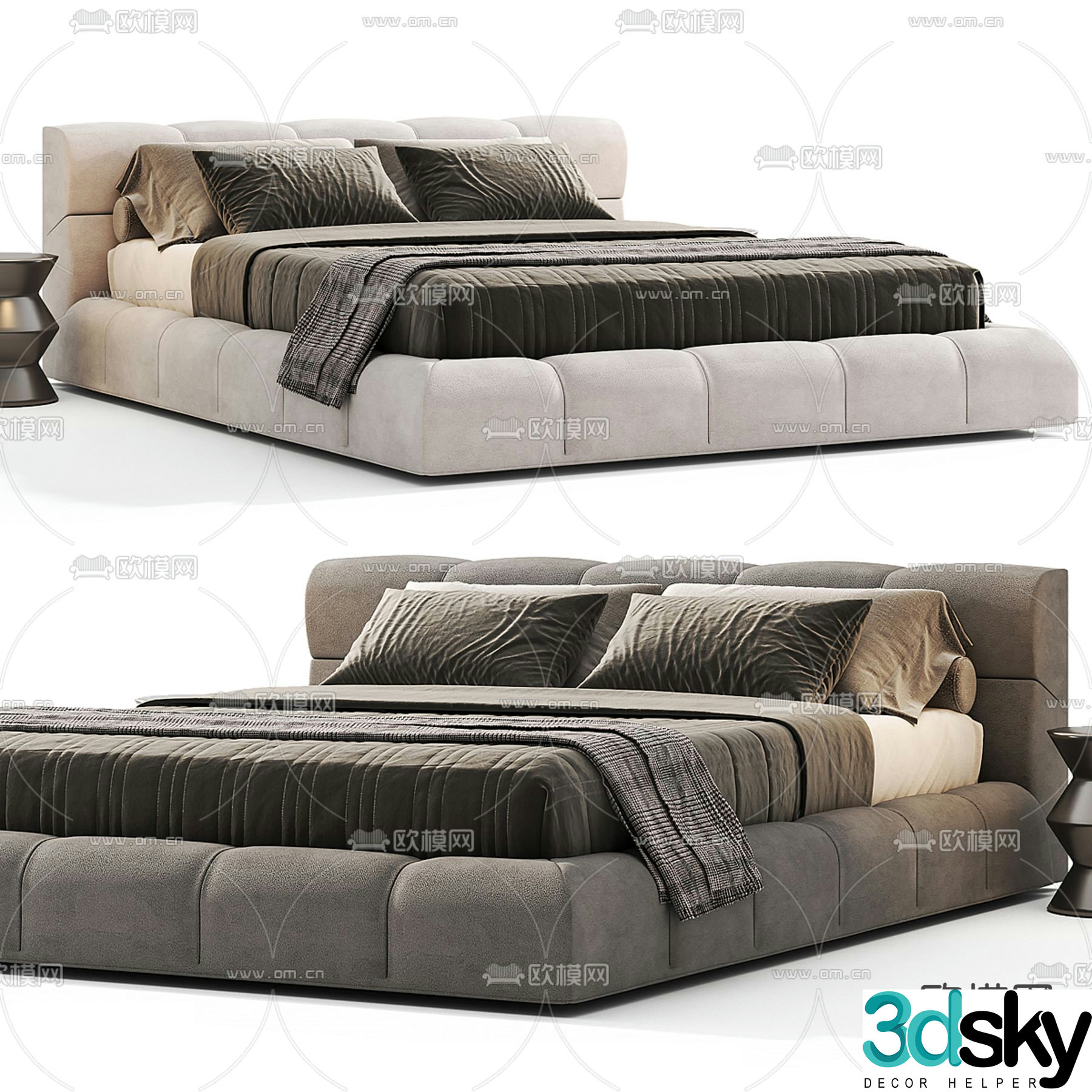 B&B Italia fabric double bed 3d model