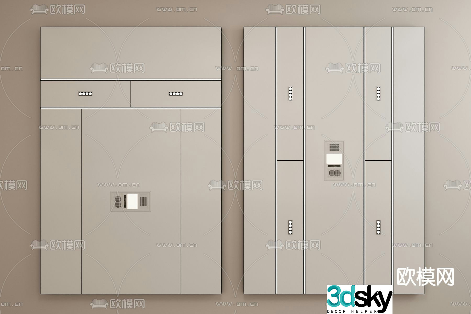 Honeycomb panel integrated ceiling 3D model