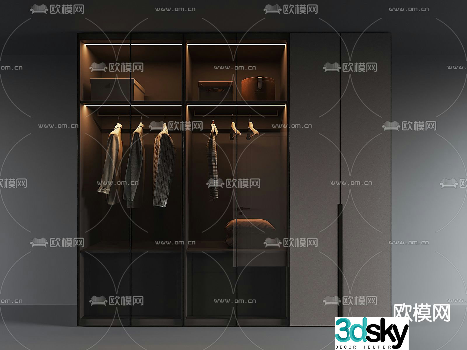 Modern wardrobe clothing apparel 3d model