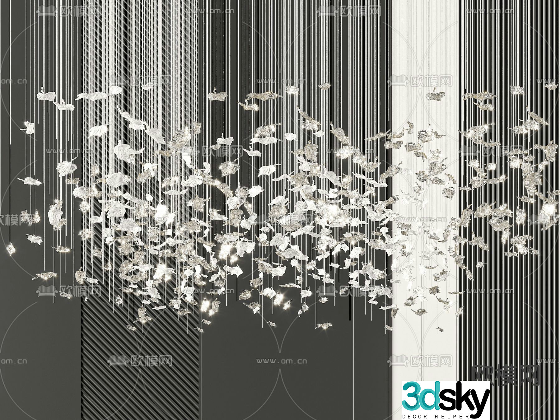 Lobby chandelier crystal lamp 3d model
