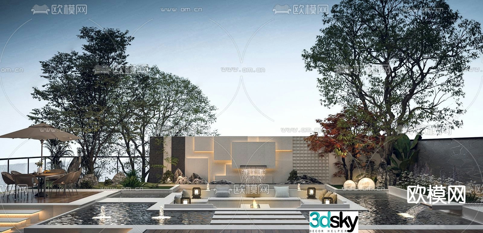 Roof Garden Courtyard Landscape 3d model