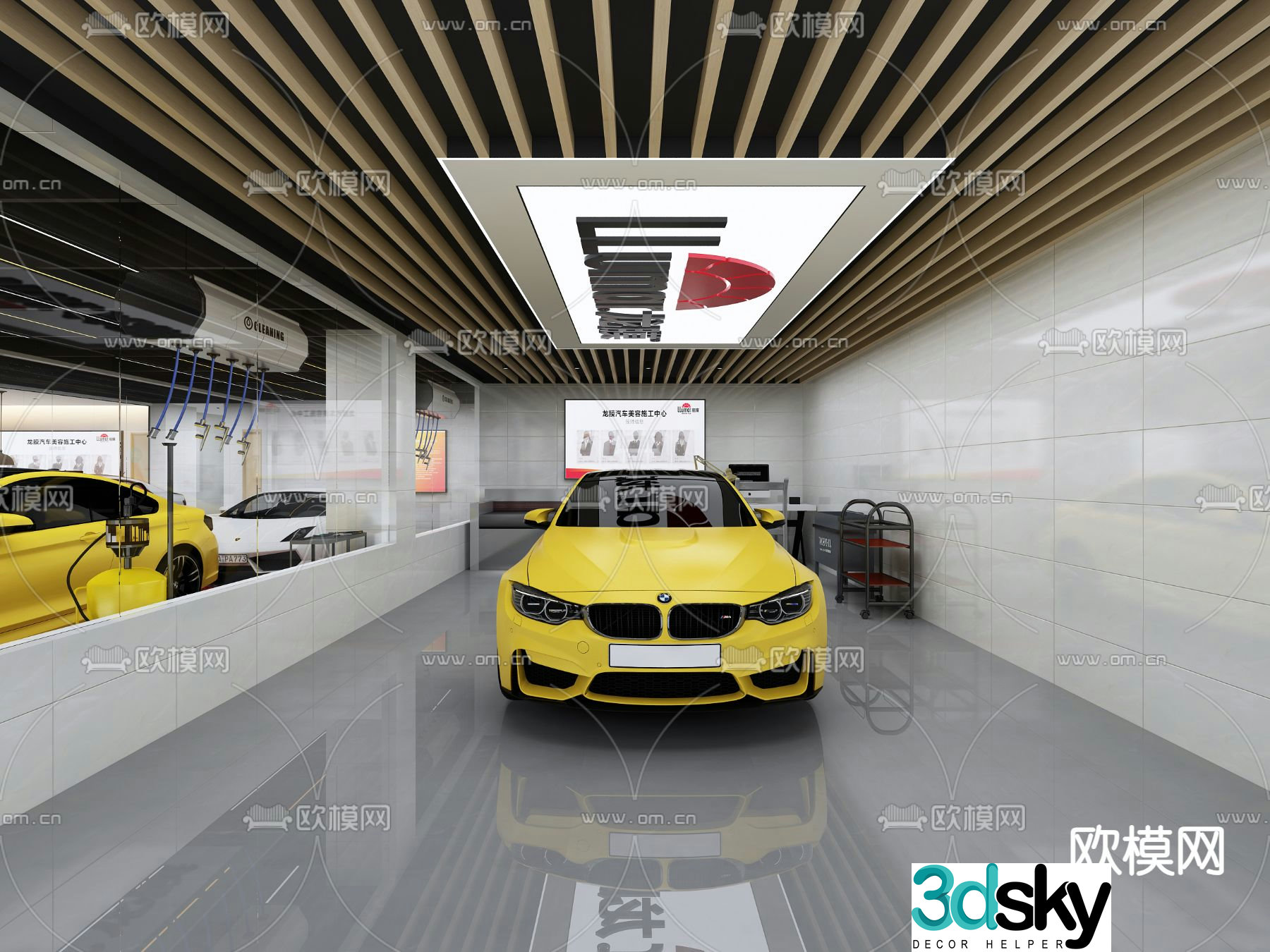 Industrial style auto repair shop 3D model