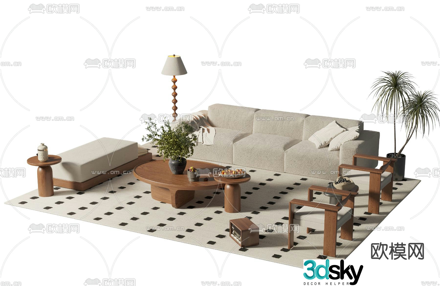 Medieval style modular sofa 3D model