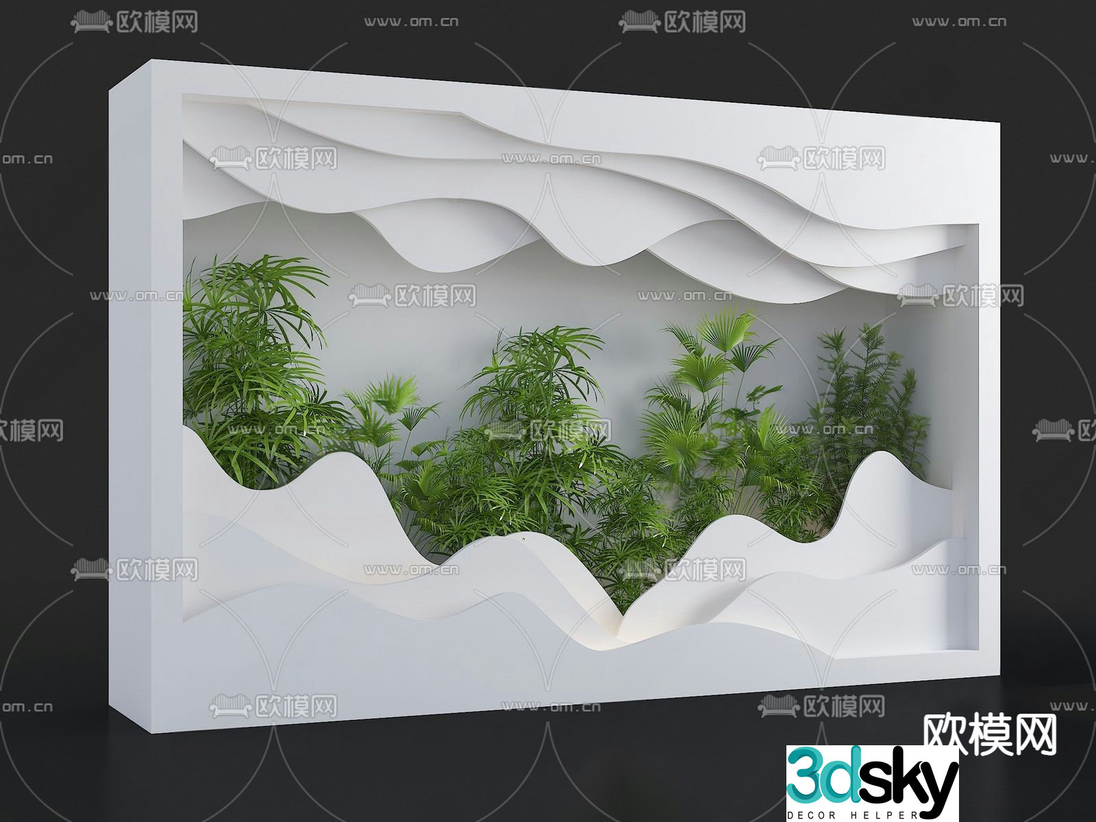 Indoor landscaping plant pile 3d model