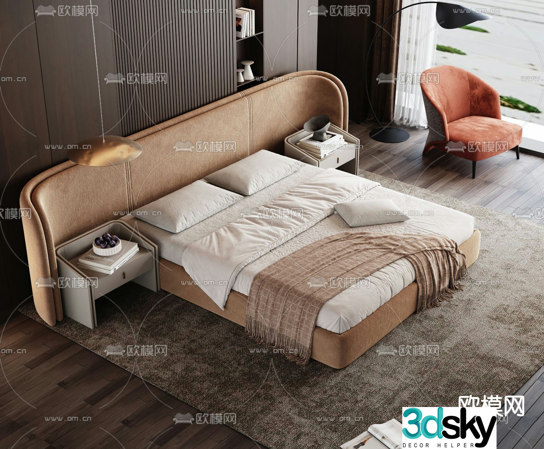 Minotti double bed 3d model