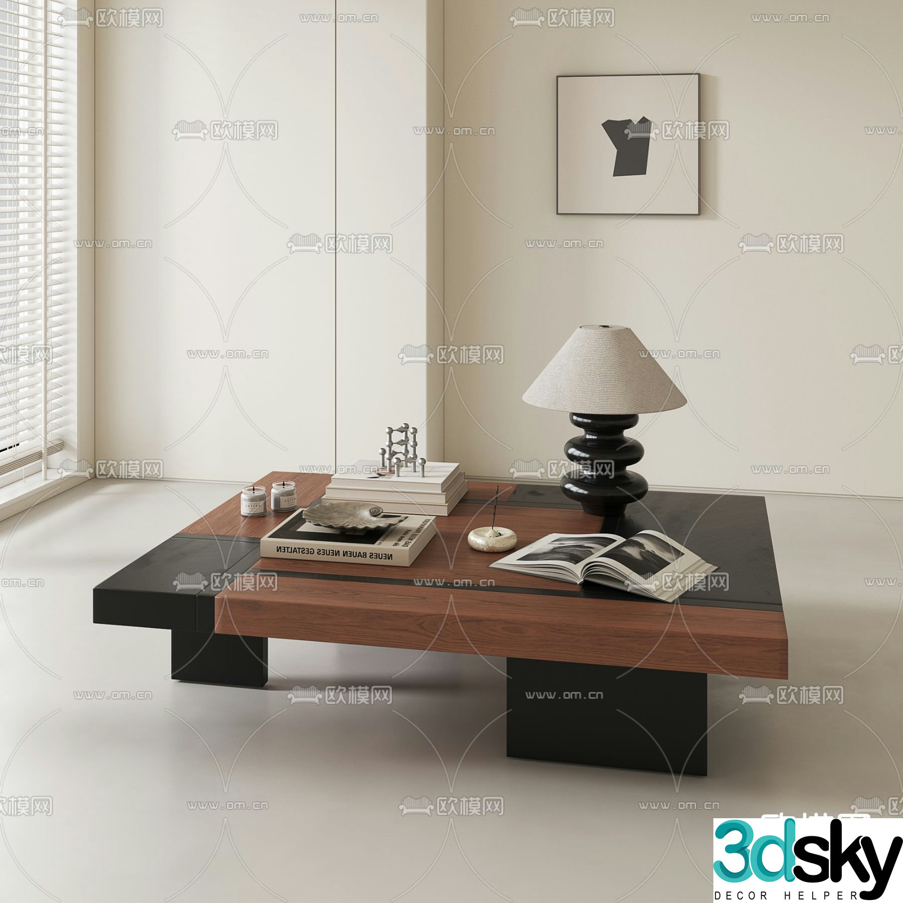 Medieval style coffee table solid wood coffee table 3d model
