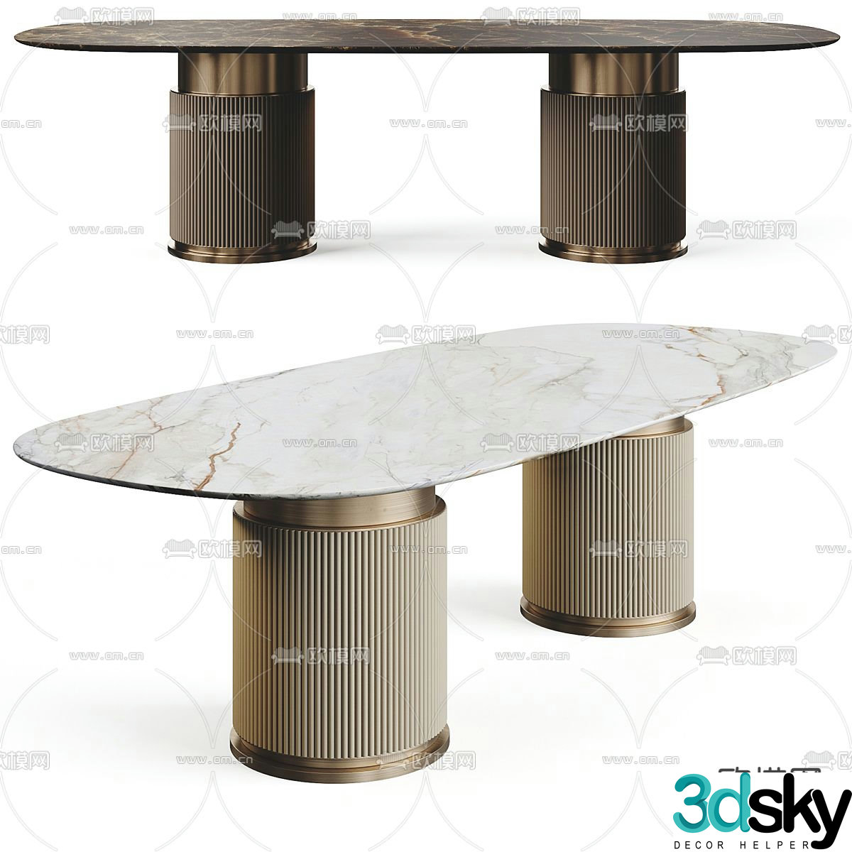 Light luxury dining table 3D model