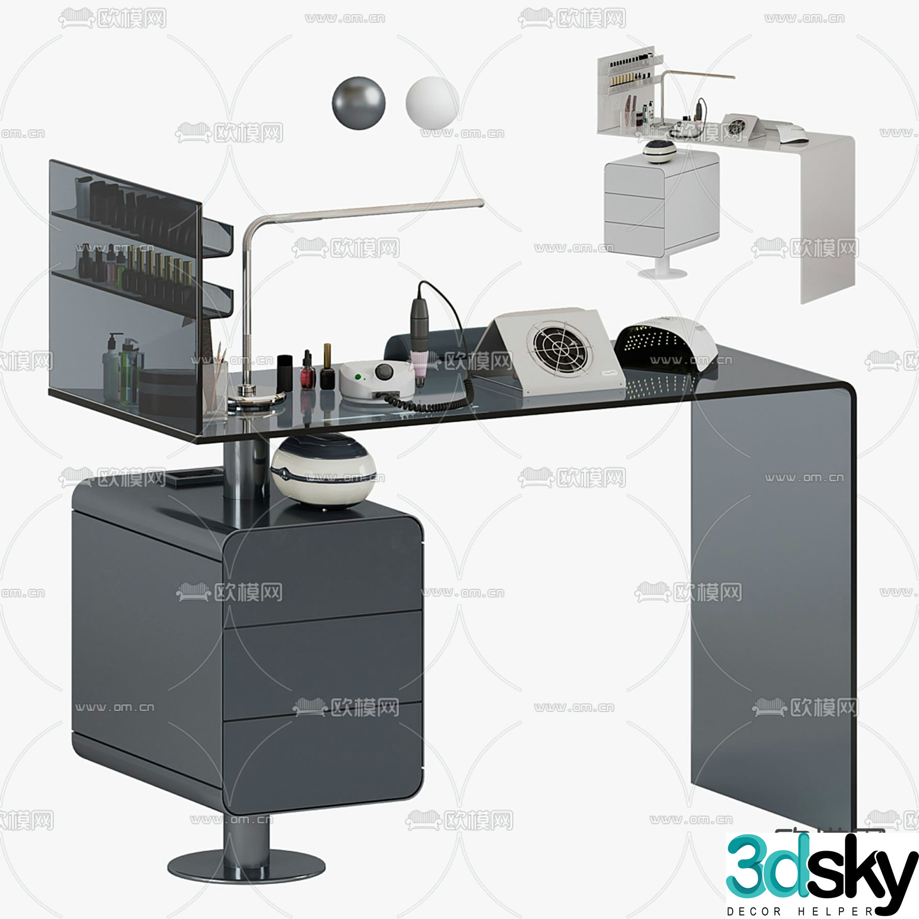 Mano modern manicure table manicure table 3d model