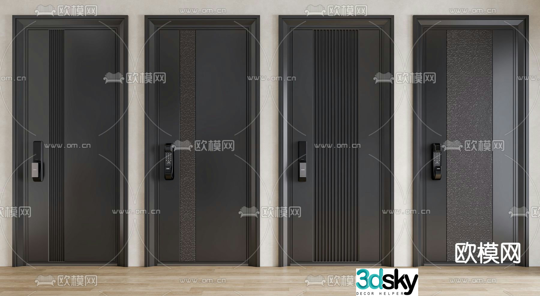 Security door entrance door fingerprint lock password lock 3d model