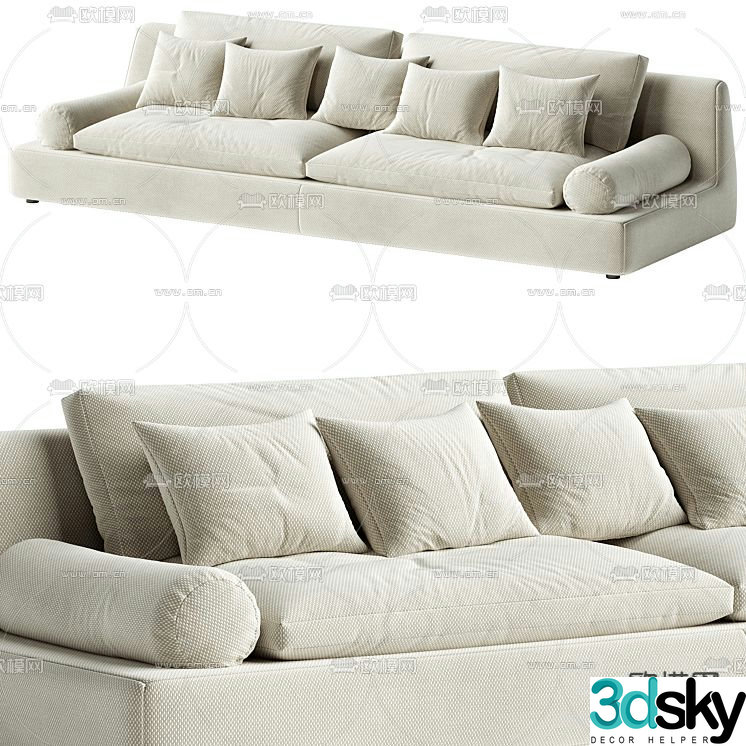Tender Sectional fabric multi-person sofa 3d model