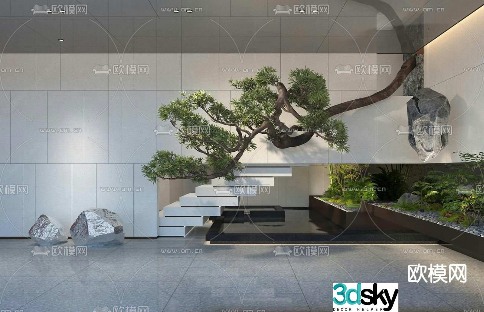 Indoor landscape green plant landscaping 3D model