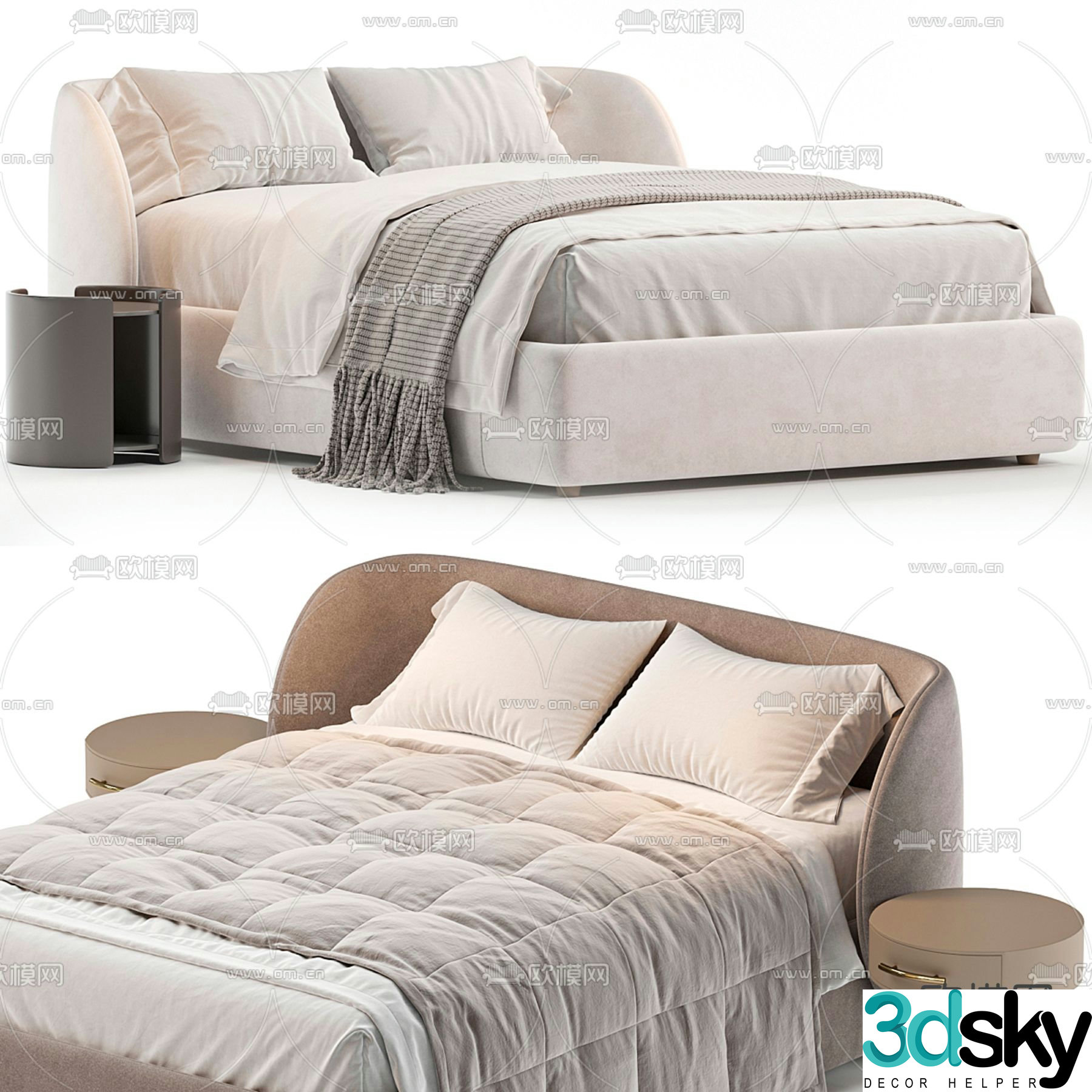 Divan fabric double bed 3d model