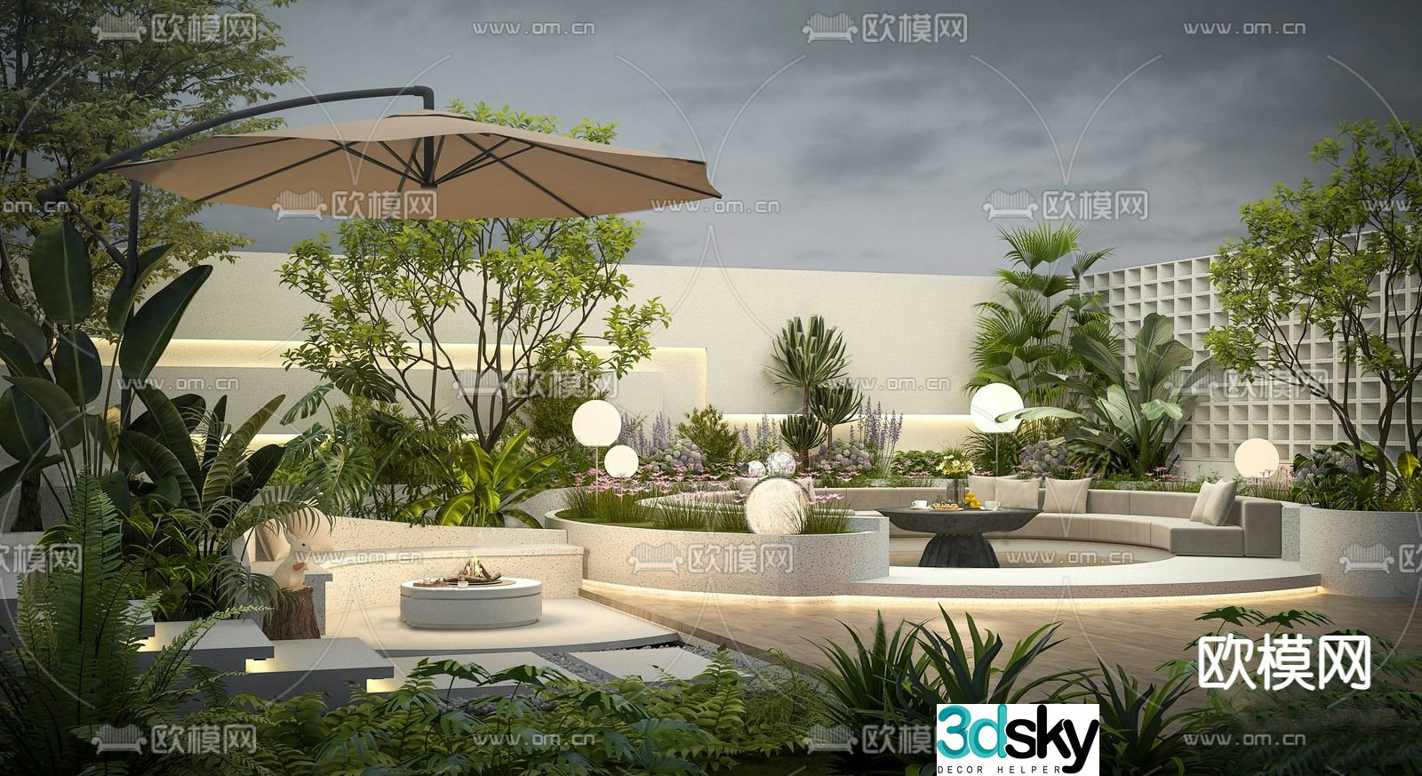 Home courtyard courtyard landscape 3d model