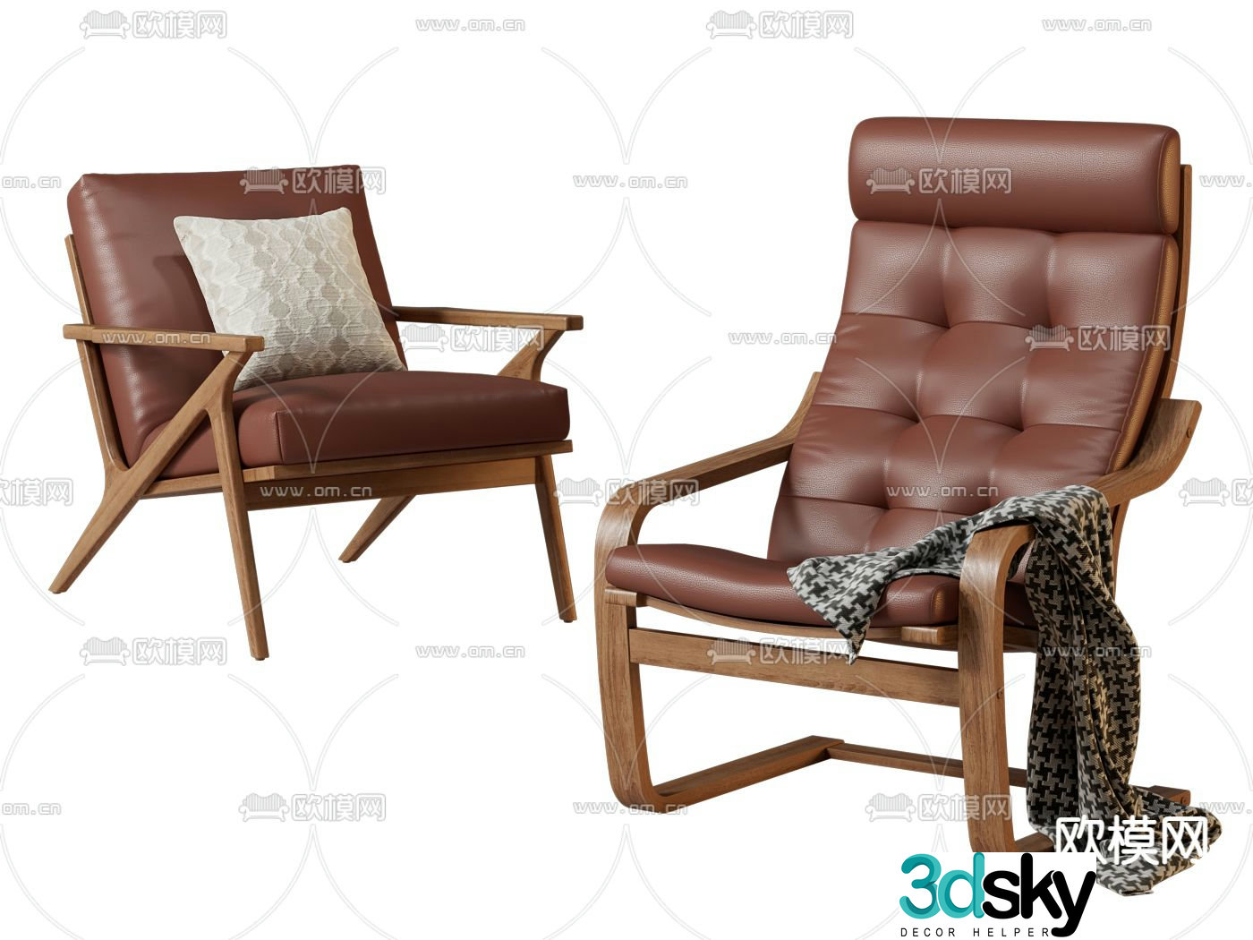Leather chair lounge chair 3d model