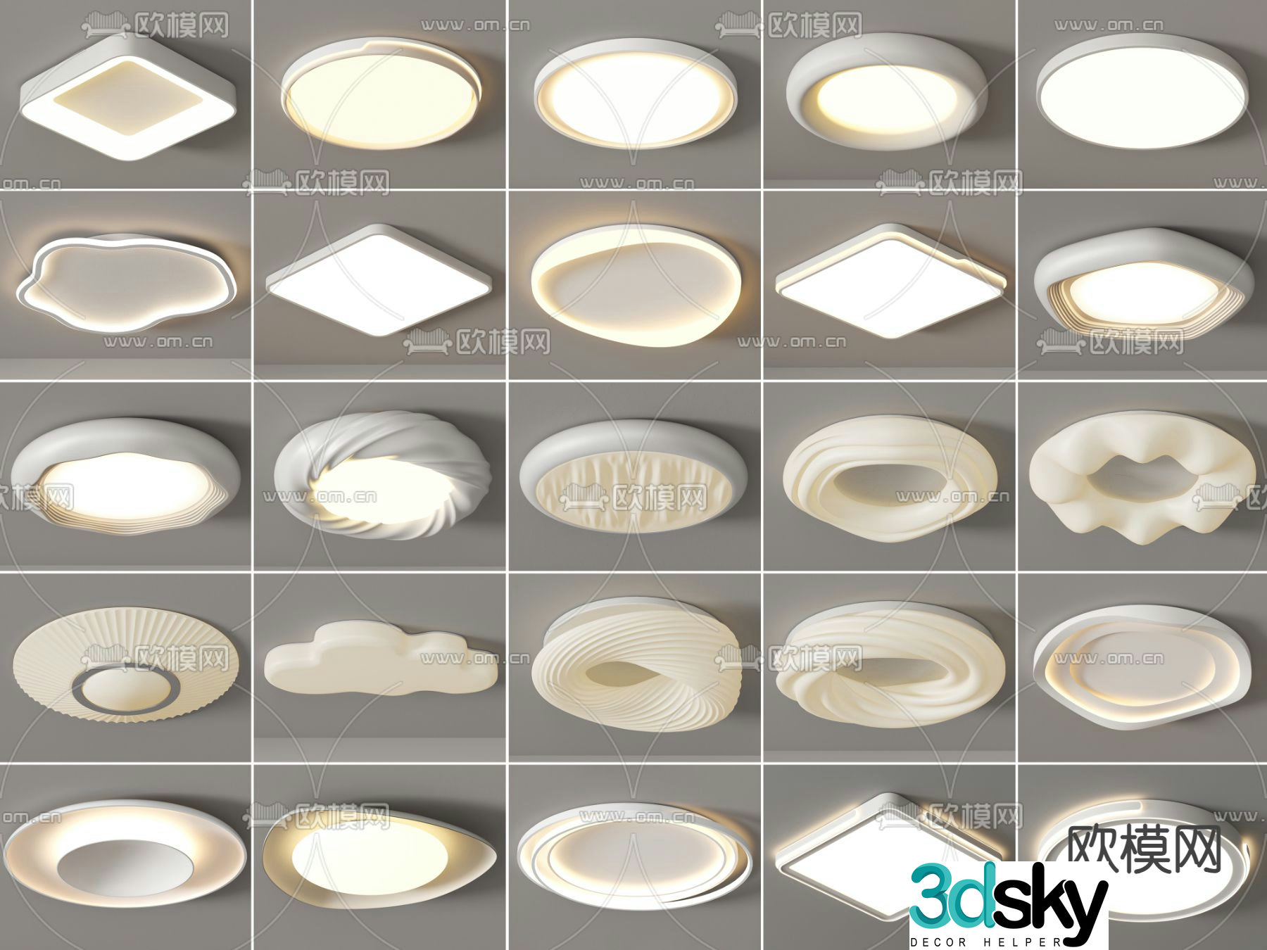 Cream style ceiling lamp cloud lamp 3d model