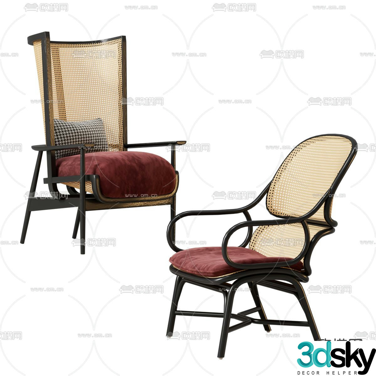 Wabiji rattan chair leisure chair 3d model