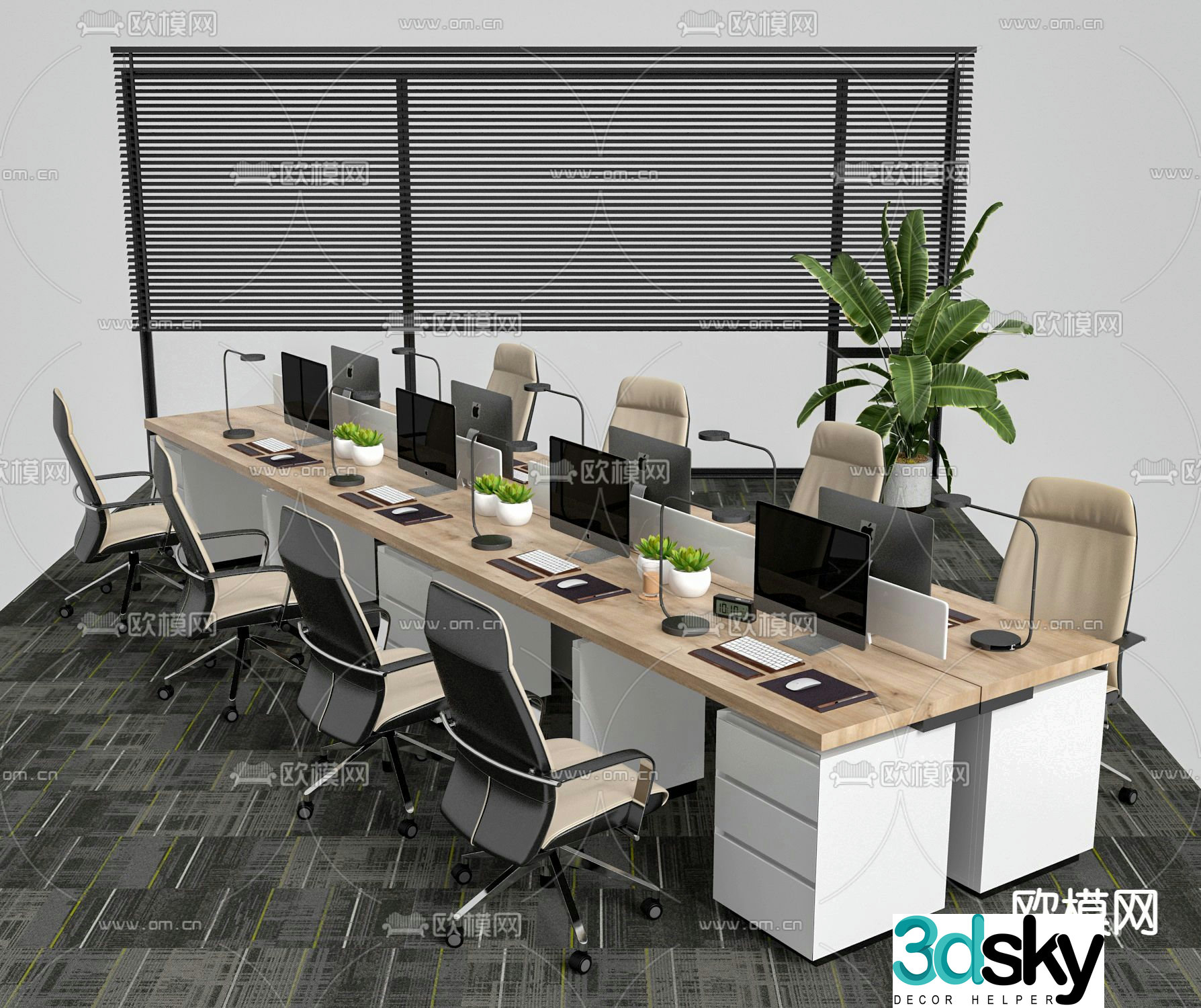 Card space desk staff table 3d model