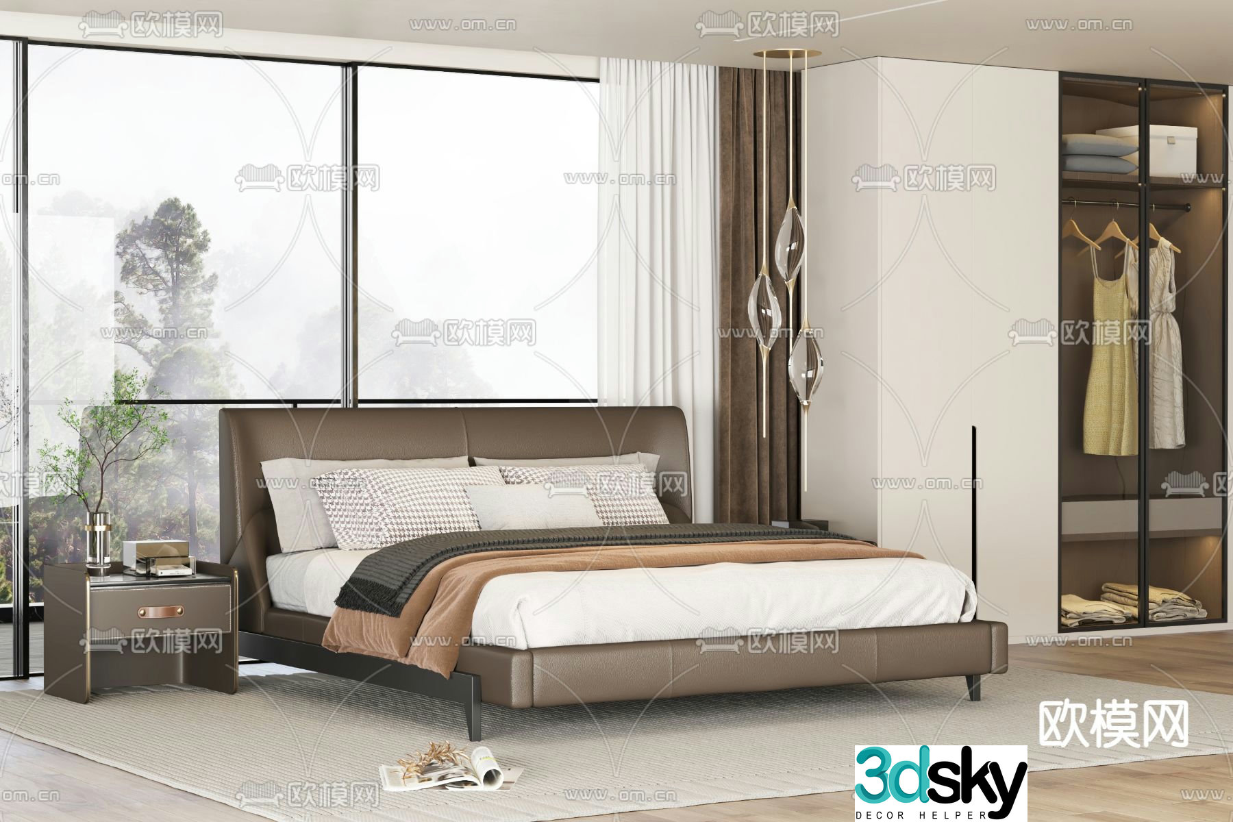 Modern double bed 3d model