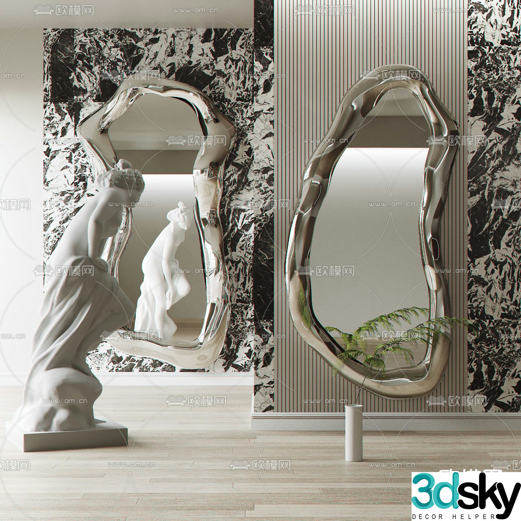 Mirror Floor-to-body mirror Fitting mirror 3d model