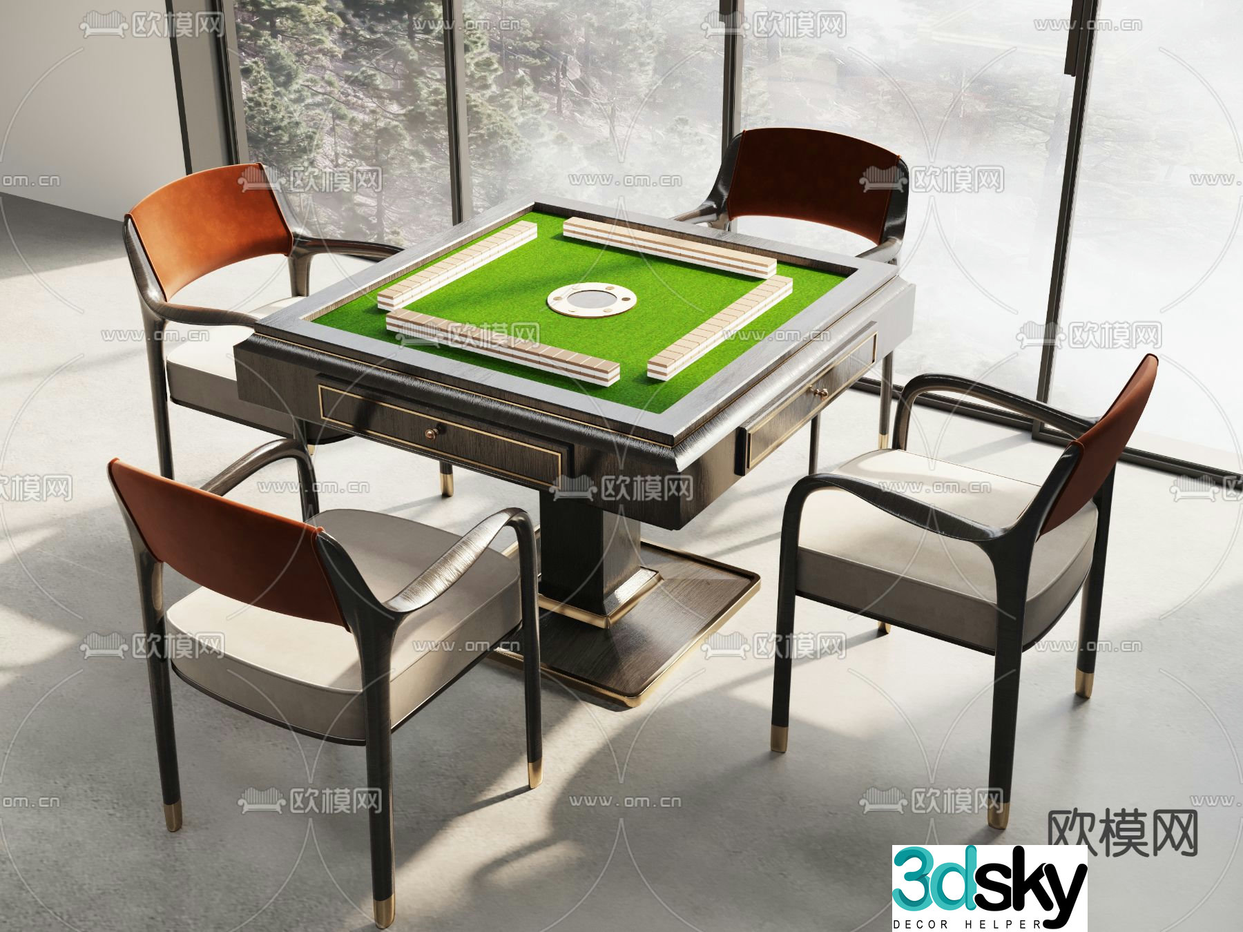 New Chinese style mahjong table mahjong machine 3d model