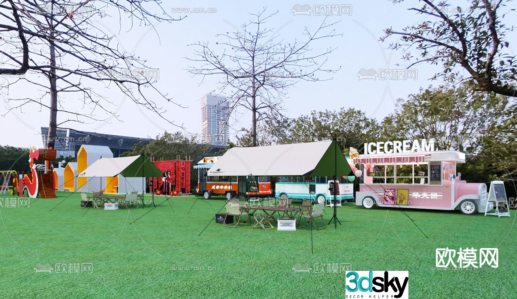 Outdoor recreation area campground 3d model