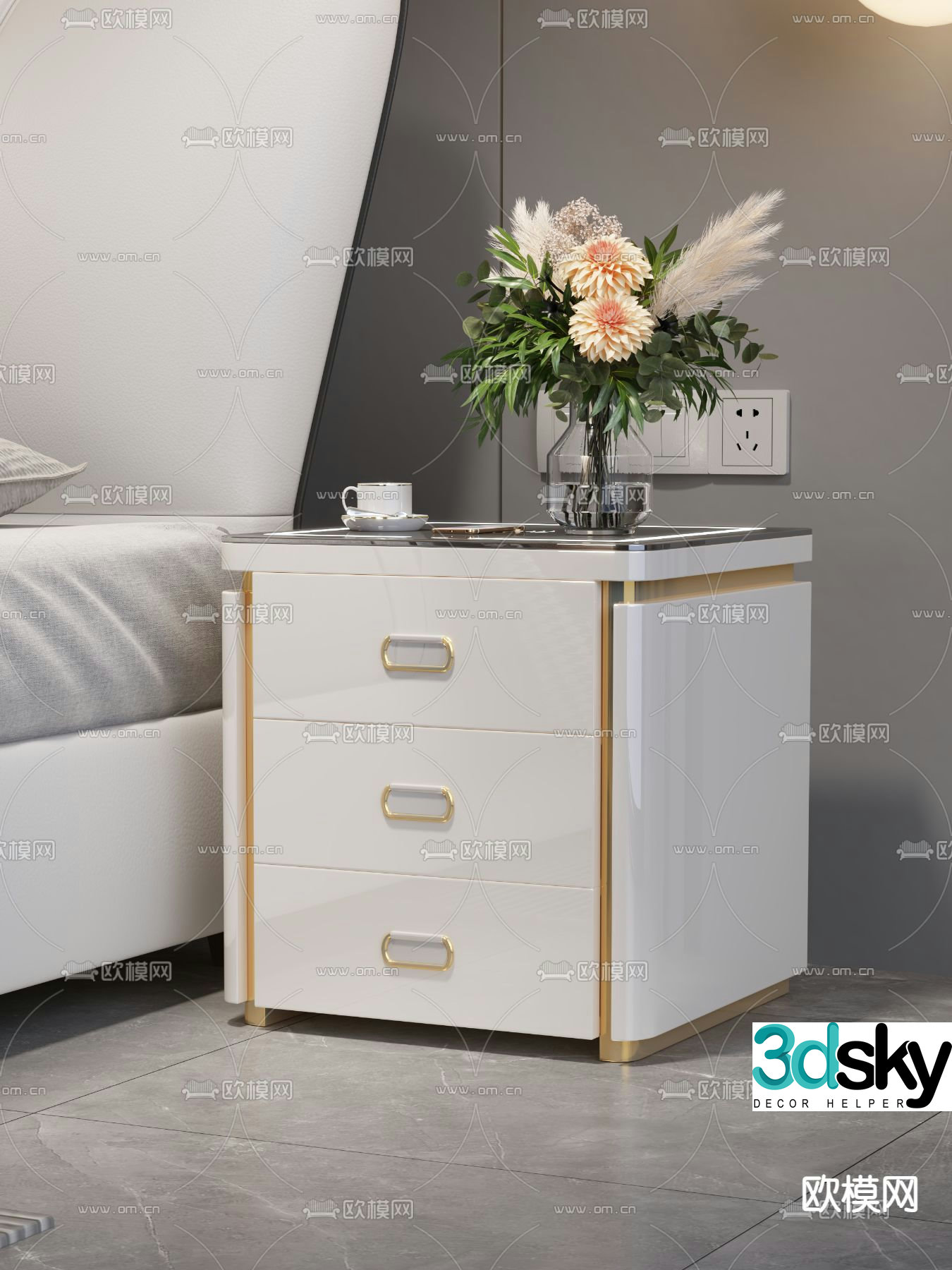 Modern bedside table 3d model