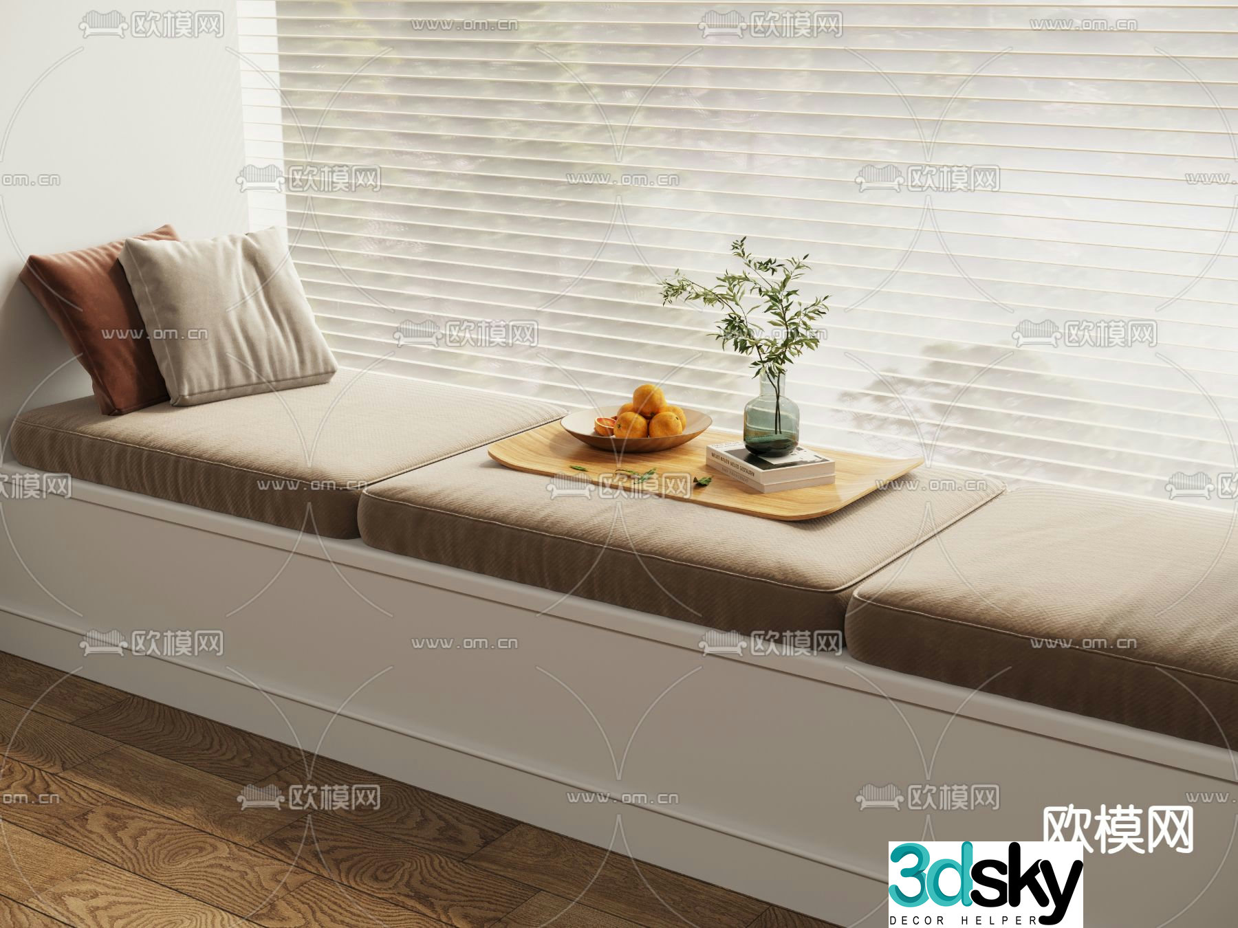 Modern bay window cushion seat cushion sofa cushion 3d model