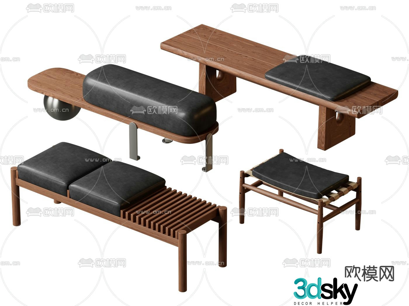 Medieval style bench bench stool 3d model