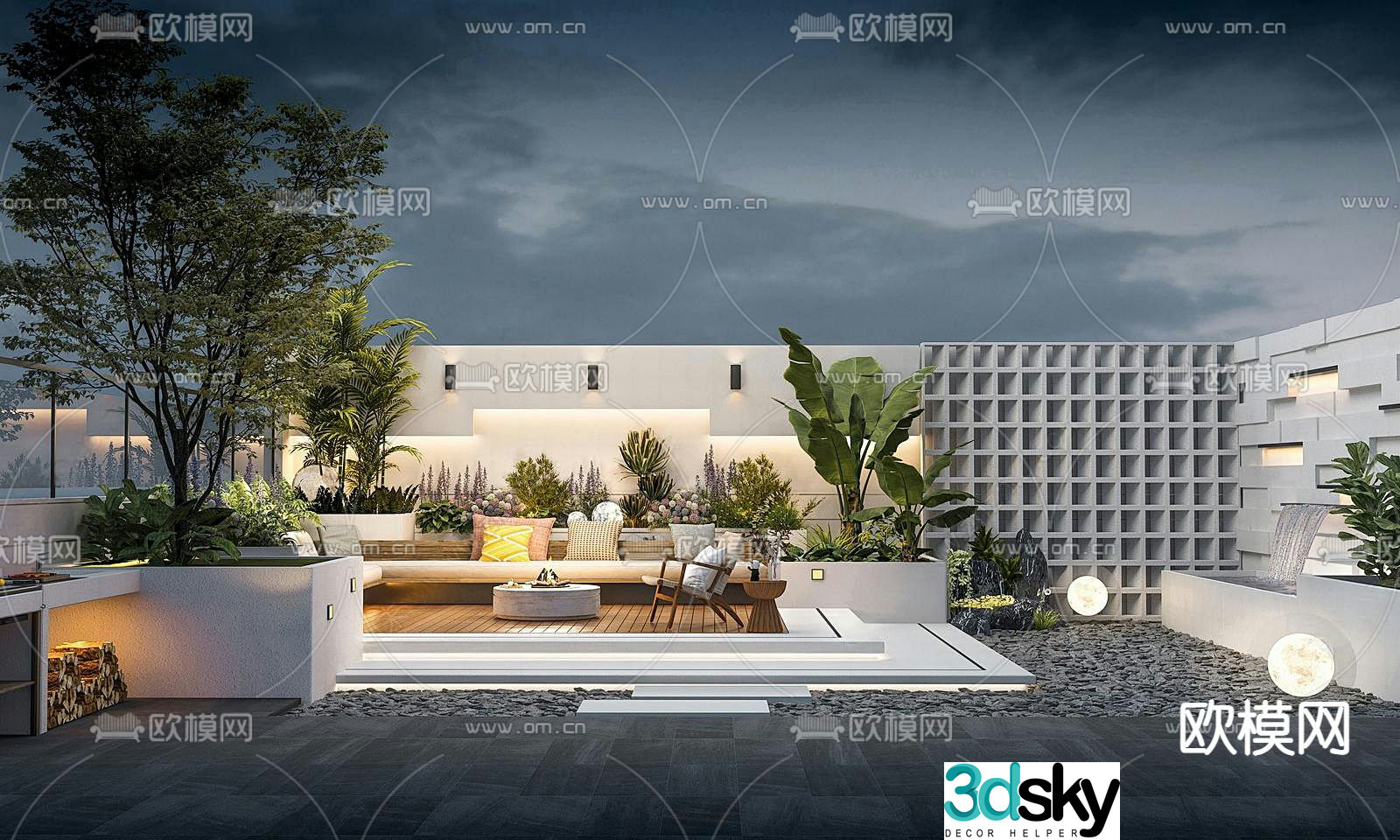 Roof Garden Courtyard Landscape 3d model