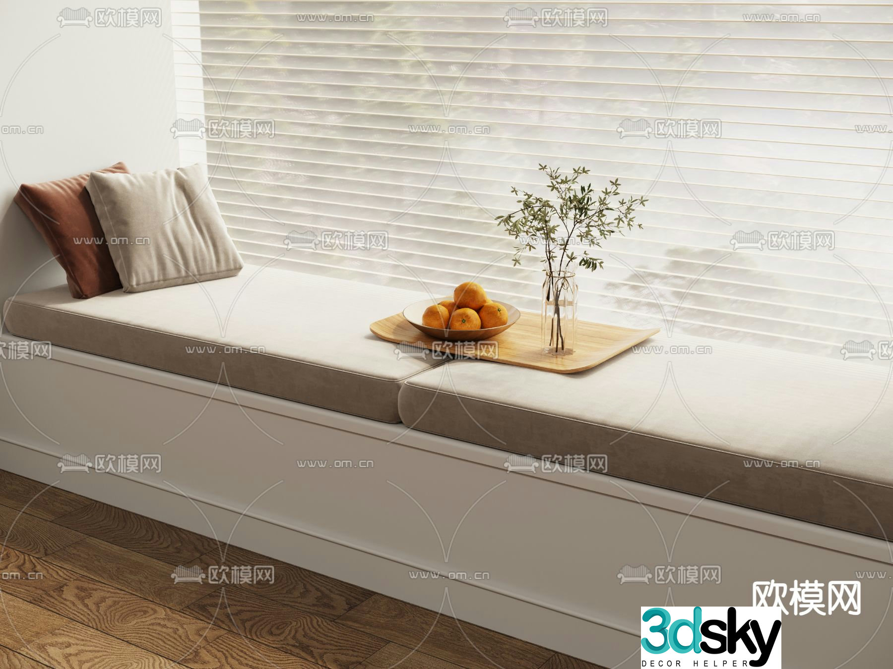Modern bay window cushion seat cushion sofa cushion 3d model