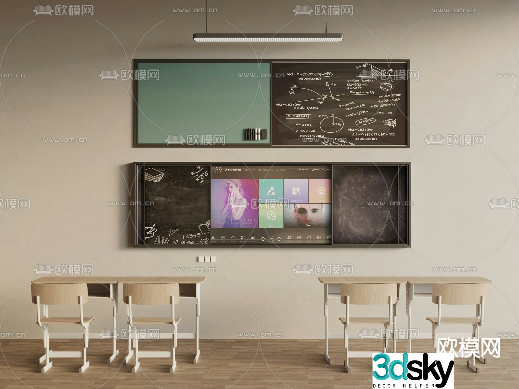 modern desk desk blackboard 3d model