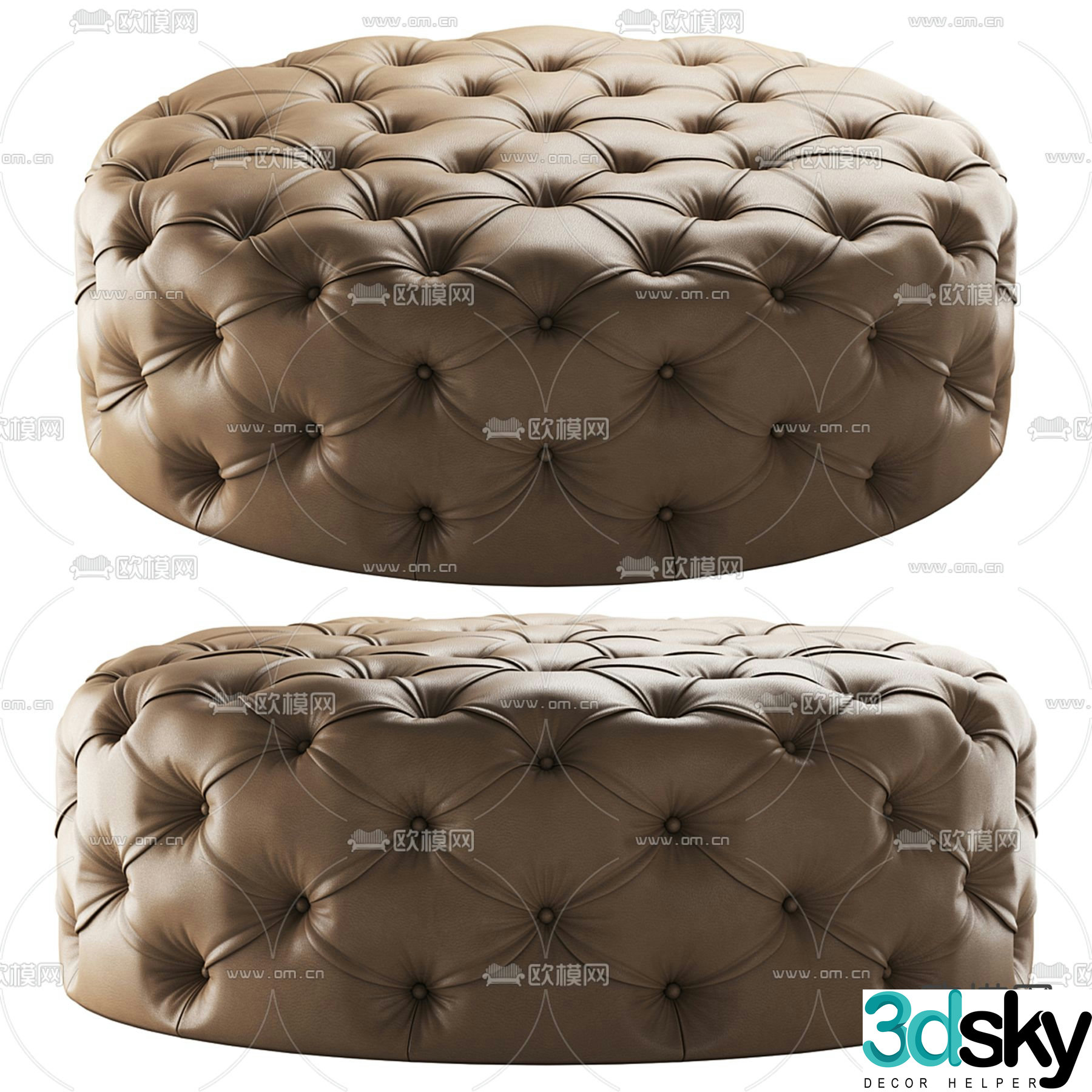 Laskasas pull-buckle footrest sofa stool 3d model