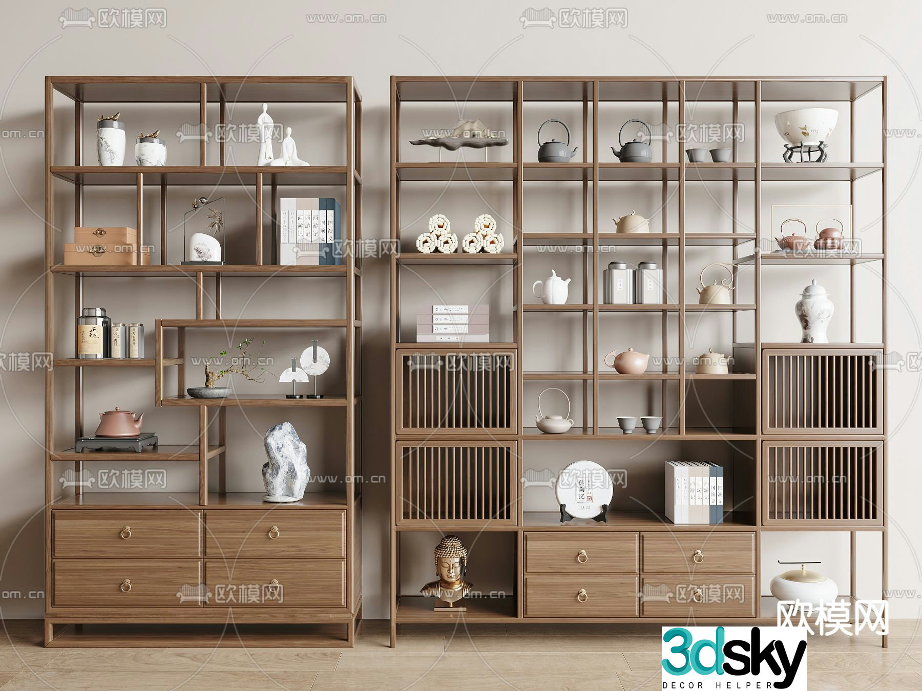 Bogu rack new Chinese tea cabinet tea rack 3d model