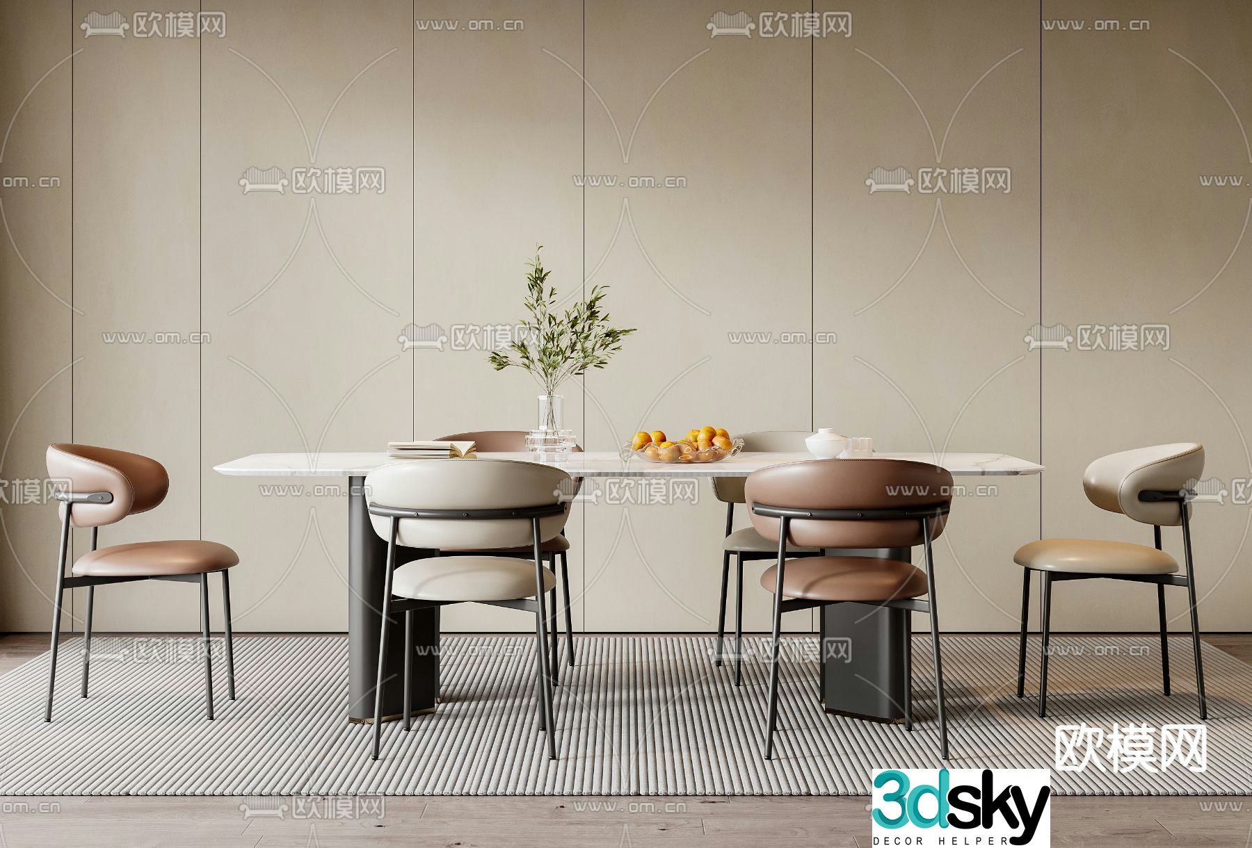 Dining table and chair 3d model